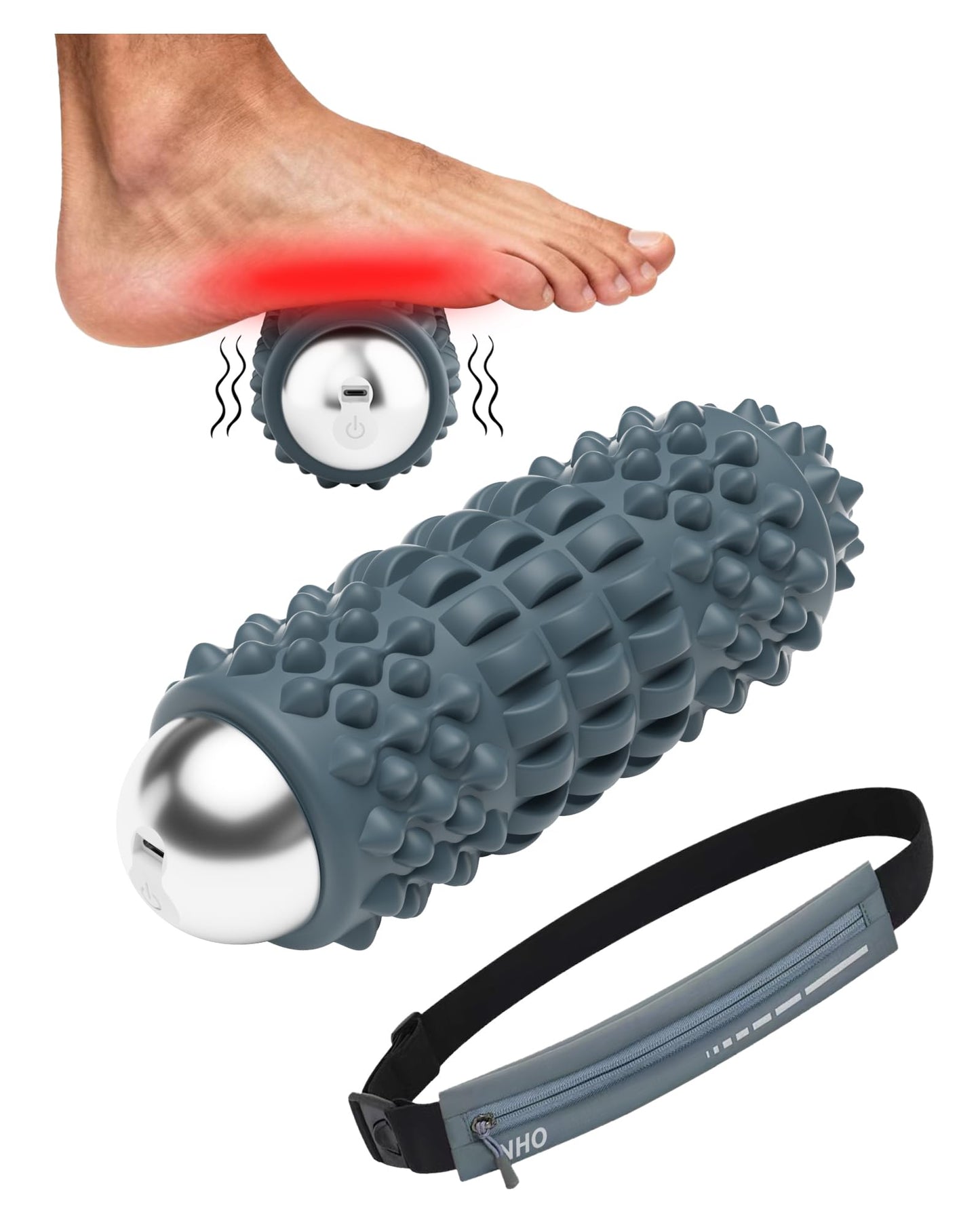 NHO Vibrating Massage Ball, Vibrating Foam Roller for Muscle Pain Relief, 4-Speed Myofascial Release Ball for Trigger Point Therapy, Deep Tissue Foot for Plantar Fasciitis, Neck, Shoulder