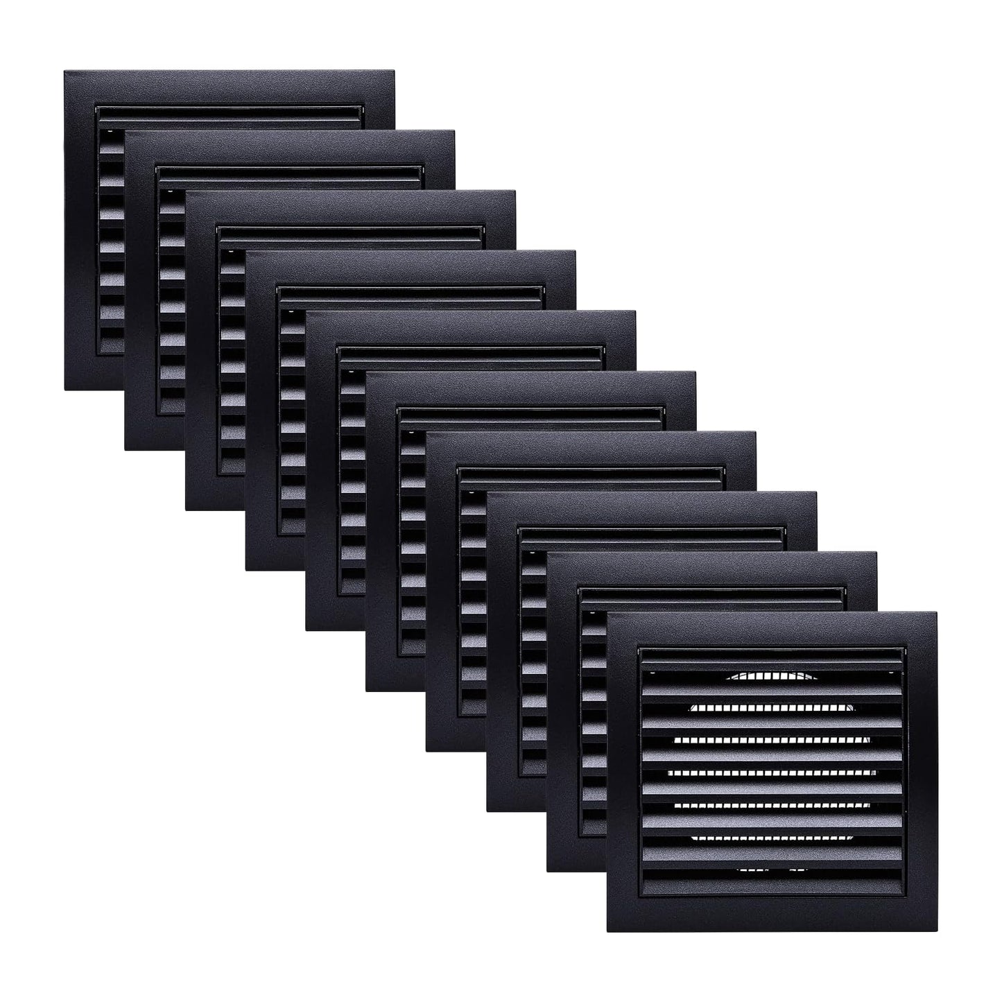 Vent Systems 4” Inch Antracite Plastic Exterior Vent Hood Cap - 10 Pack - Heavy-Duty Louvered Cover with Protective Mesh Screen - HVAC Exhaust Grille for Home, Garage, Outdoor Wall Applications