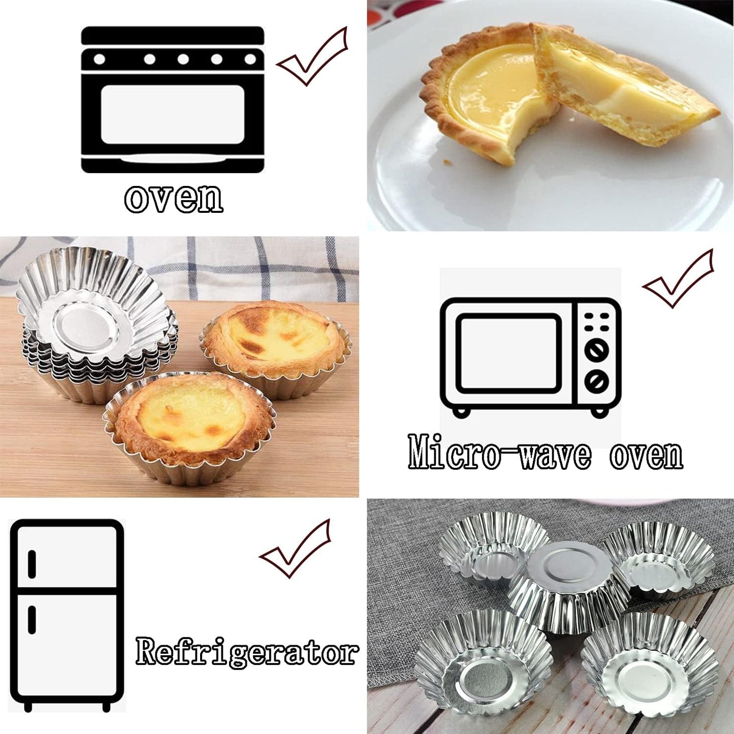 Skiennix Egg Tart Molds - 32-Pack Mini Tart Pans for Baking | 2.75-Inch Aluminum Tins
