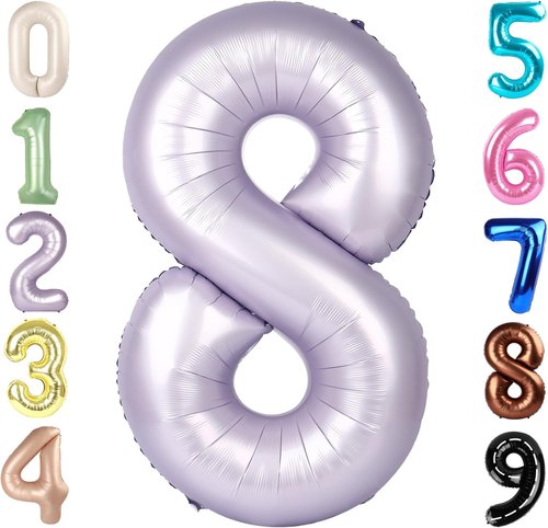 40 Inch Number 8 Balloon - Cream Purple 8th Birthday Decorations | Perfect for Men, Boys, Weddings & Graduations