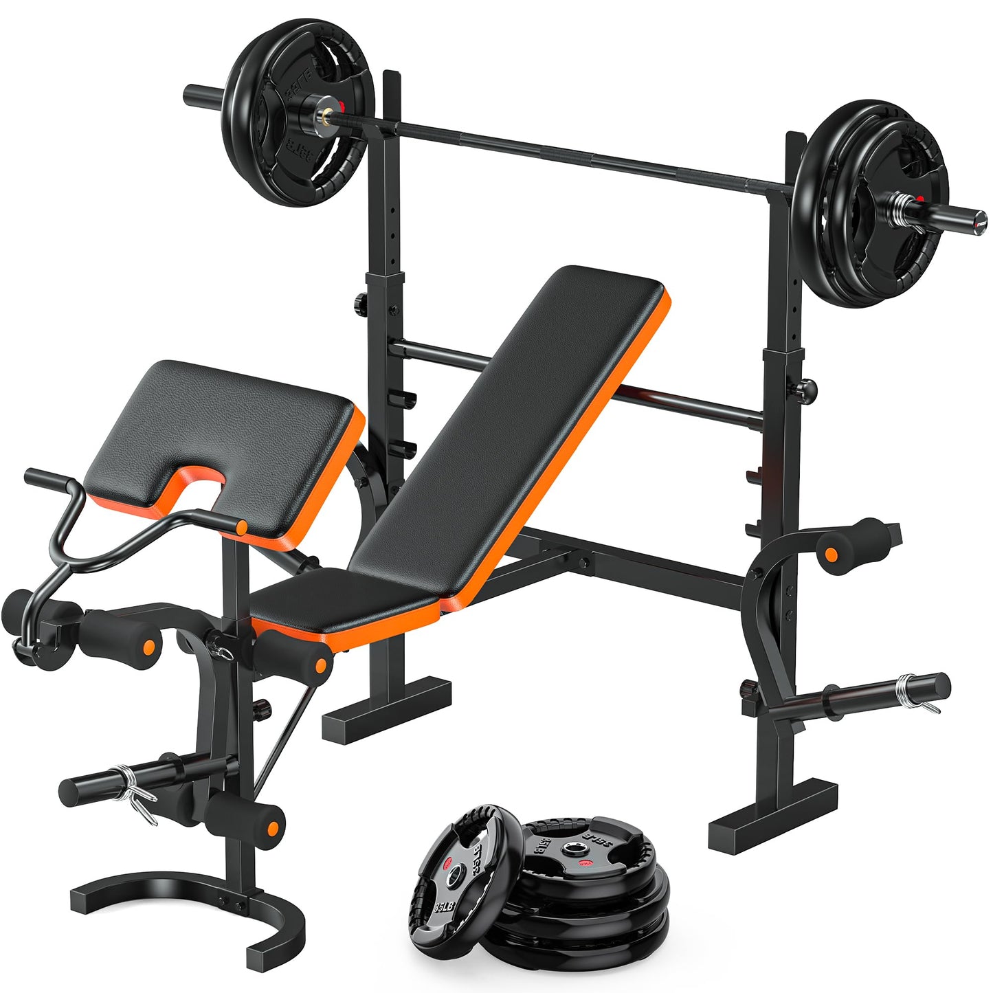 XDDIAS Olympic Weight Bench with Adjustable Workout Bench, Leg Extension, Squat Rack, Preacher Curl Pad, Butterfly Arms, 770 lbs Capacity