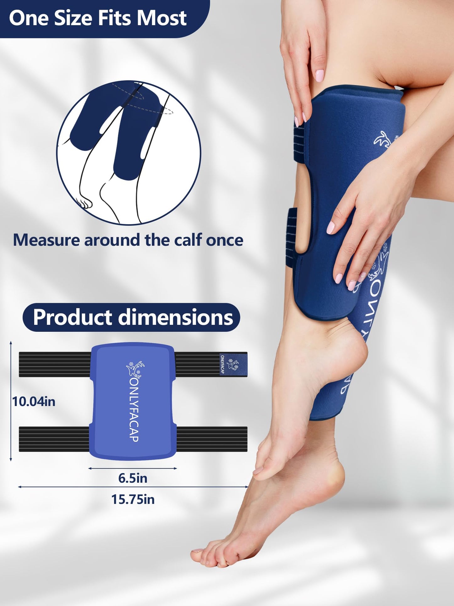 Shin Splint Relief Ice Pack Wraps 2 Pack, Reusable Gel Compression Sleeves with Adjustable Straps for Knee, Ankle, Calf, Elbow Pain Relief & Swelling Reduction