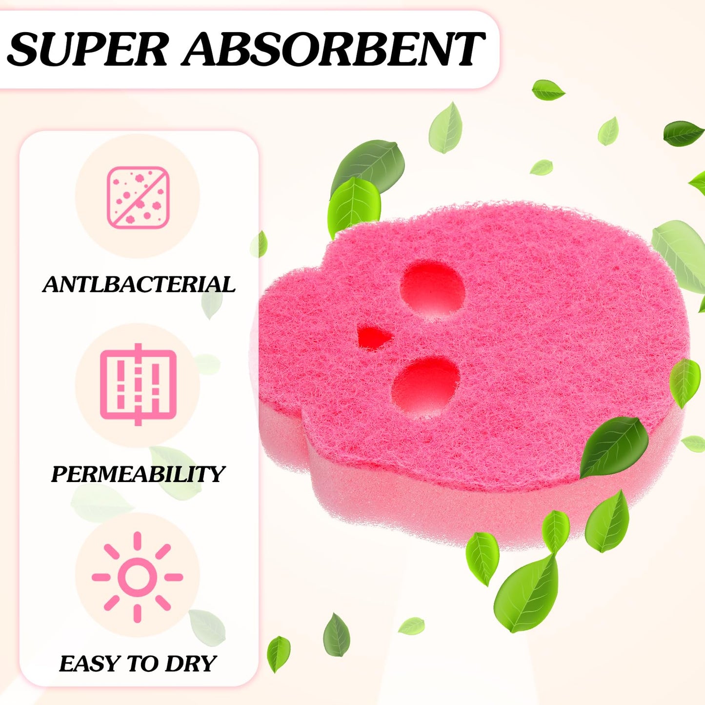Tioncy 12 Pack Skull Kitchen Sponges Bulk Dual Sided Scrubber Pink Sponges Dishwashing Skull Kitchen Accessories Dish Scouring Black, White