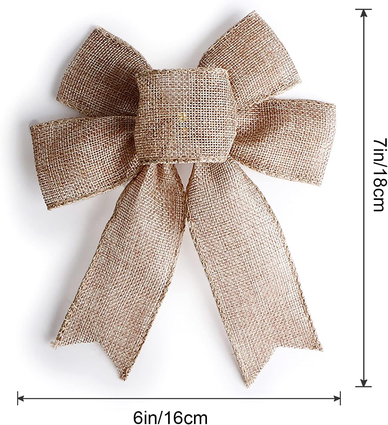 Skiennix Rustic Jute Bows - Burlap Wreaths for Christmas Tree Topper | 6 Inch Wedding & Holiday Decor
