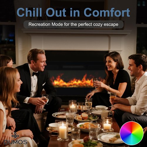DUMOS 42" Freestanding Electric Fireplace, 1500W/750W Wall Mounted or Recessed Insert Fireplaces Heater with Remote Control,13 Adjustable Flame Color, 12H Timer, Touch Screen, Inky