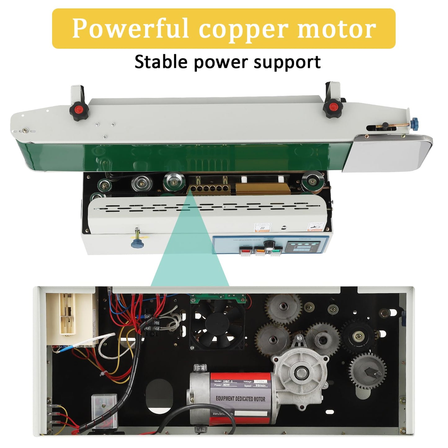 MilleLoom Continuous Band Sealer Machine - FR-900K Horizontal Automatic 110V with Digital Temperature Control for 0.02-0.08 mm Commercial PP/Aluminum Foil/PVC Plastic Bags