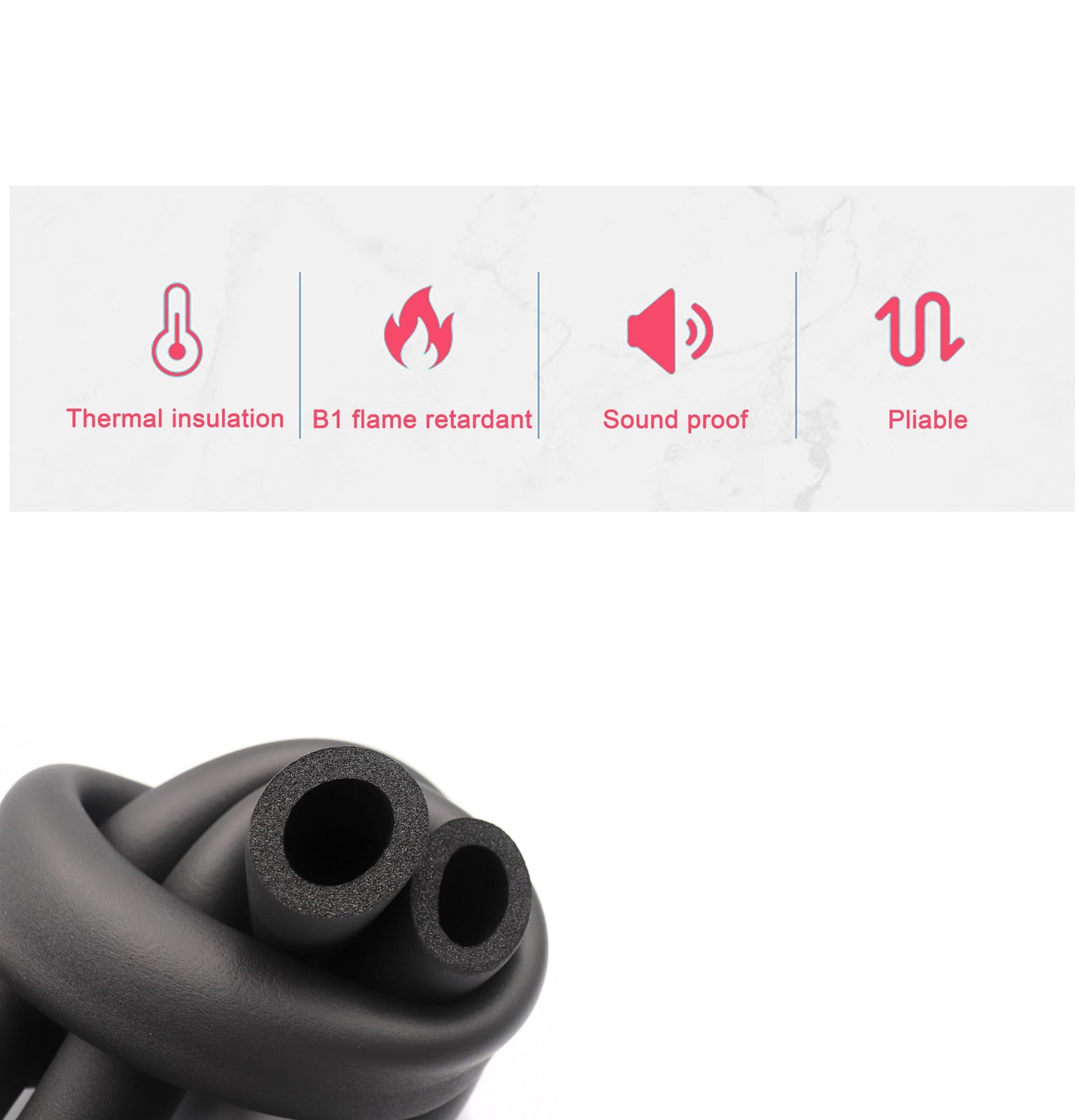 cSeao 1/4" ID Pipe Insulation Foam Tube AC Uint Foam Tubing, for Guitar Stand ,Exercise Machine Handle, Roof Rack, 1/2" OD, 6.6 ft Length