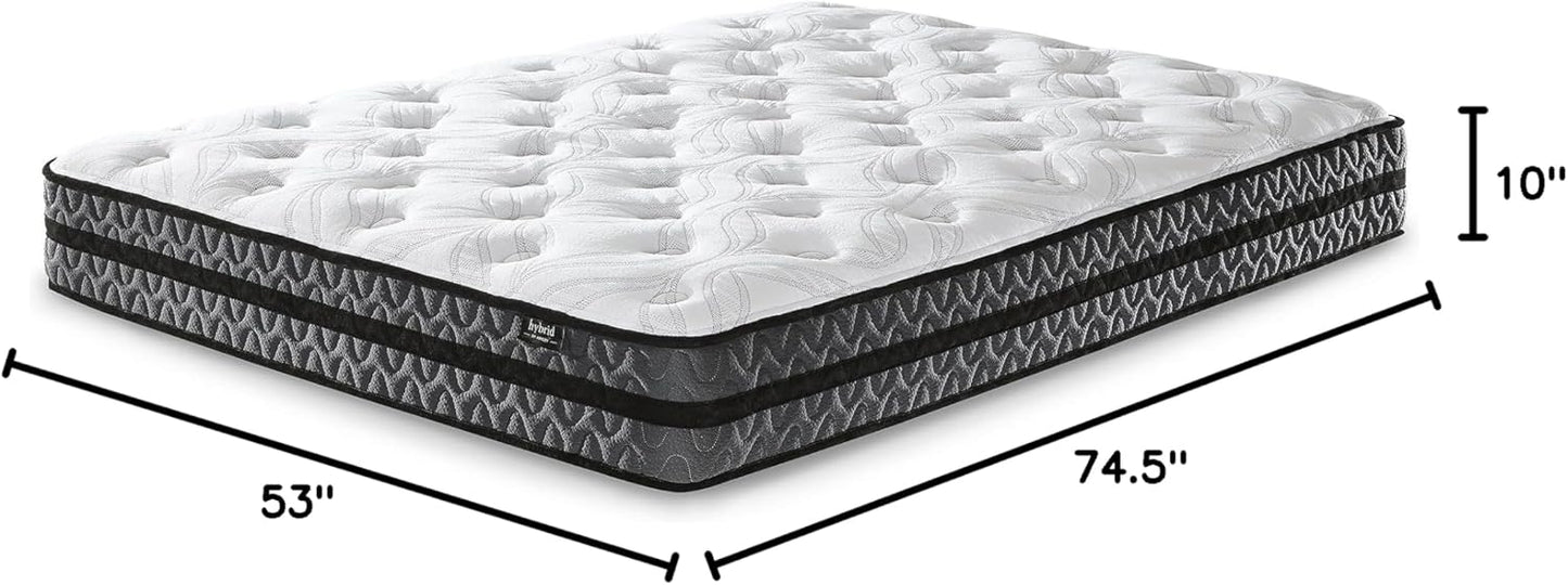 Signature Design by Ashley 10-Inch Hybrid Gel Memory Foam Mattress - Medium Firmness for Pressure Relief & Lumbar Support | Full Size