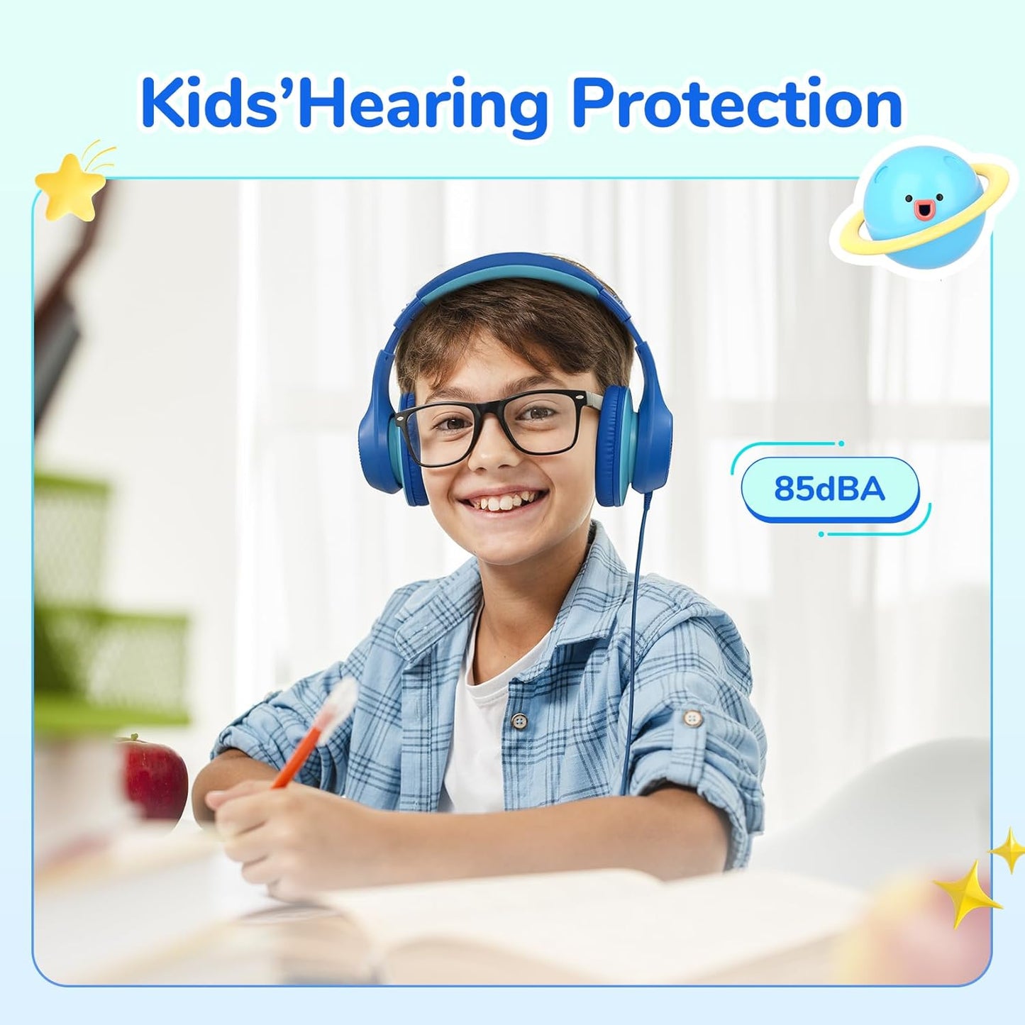 K3 EarFun Kids Headphones, USB Type C Over Ear Headphones for Kids, Volume Limit, HD Stereo Sound, Comfortable Fit