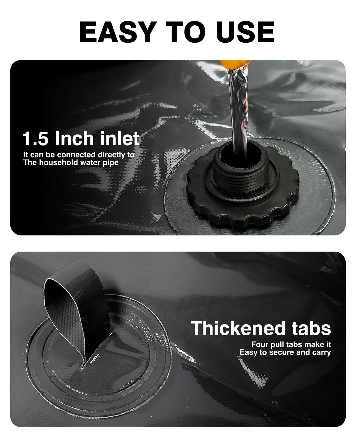 GUGY Portable 143 Gallon Water Bladder for Truck Bed,Carrier Cart Large Water Bob Bathtub Emergency Water Bladder for Outdoor RV & Car Camping Water Storage Bladder with Spigot,Overflow Kit-Black 540L