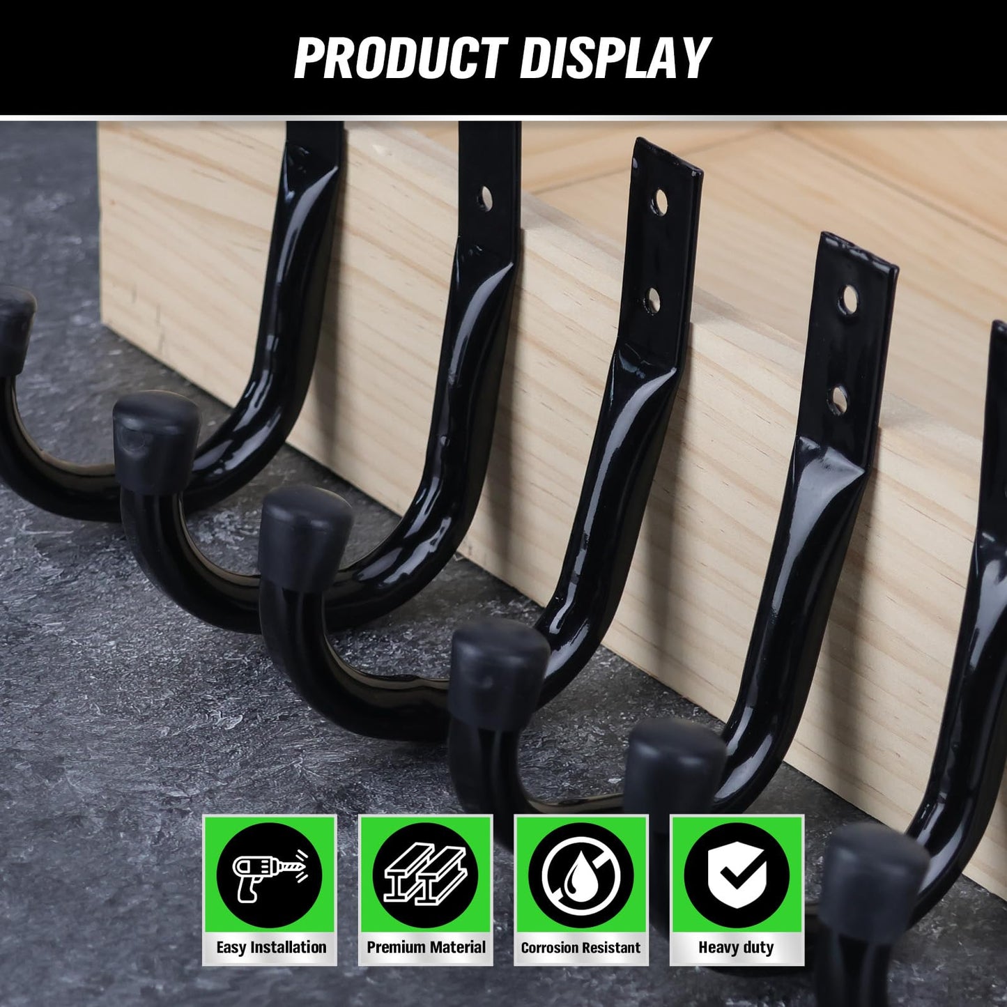 Heavy Duty Garage Storage Hooks, 6-piece Bike Hooks for Garage Wall, Utility Garage Hooks, Wall Mount J Hook for Hanging, Large Metal Storage Organizer Tool, Extension Cord Hanger