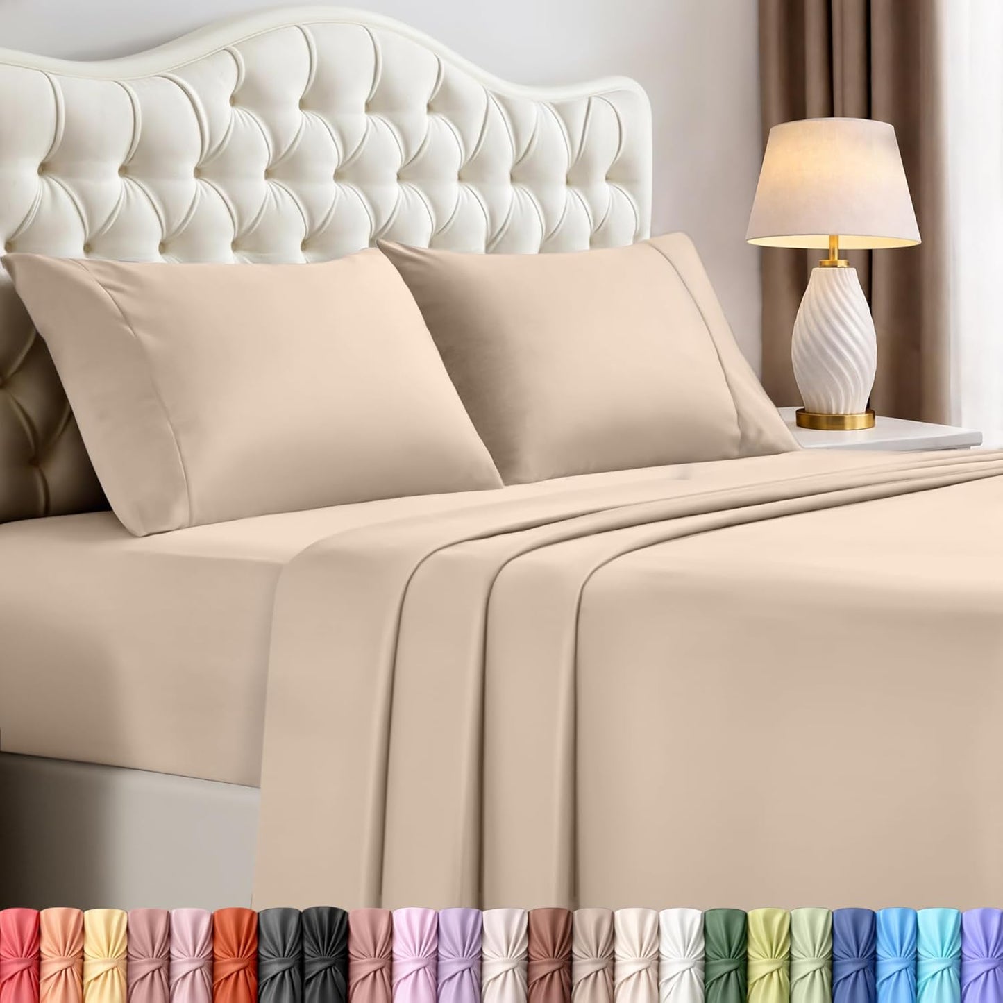 Utopia Bedding Full Sheet Set - Soft & Breathable 4-Piece Microfiber Bed Sheets for Full Size Bed | Beige
