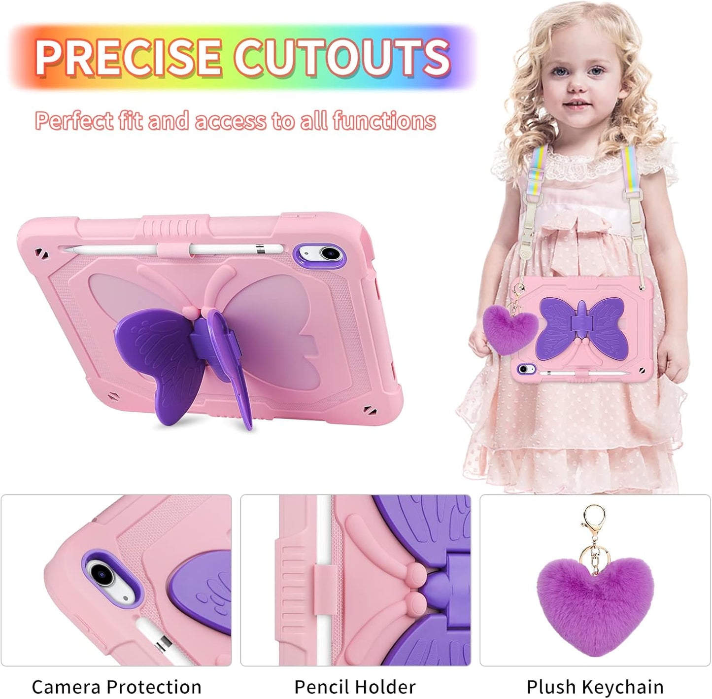 WESADN 10th 10.9 inch 2022 A16 11 inch 2025 for iPad Generation Case for iPad Case with Screen Protector/Butterfly