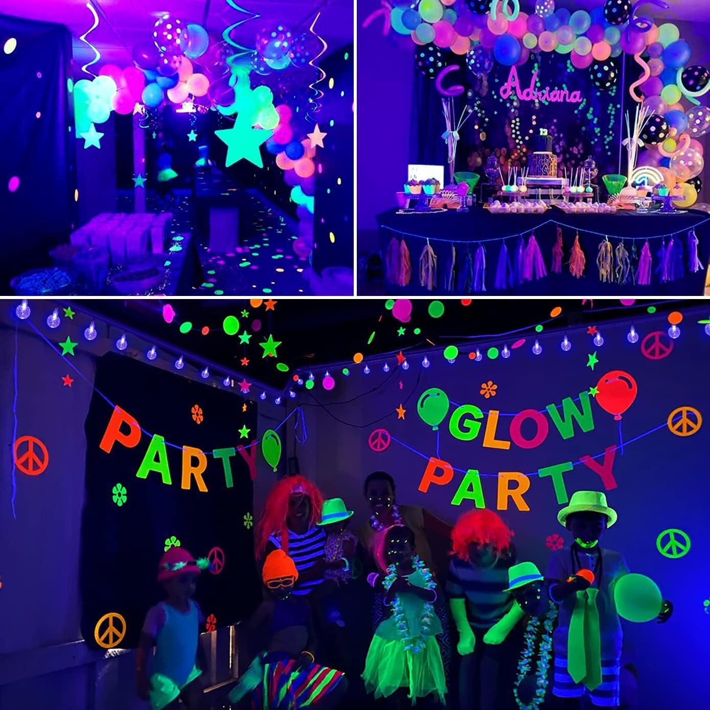 OMIKA Globe Fairy Lights - 15Ft 30LED Battery Operated UV Black String Lights with Remote | Waterproof Indoor/Outdoor Decor