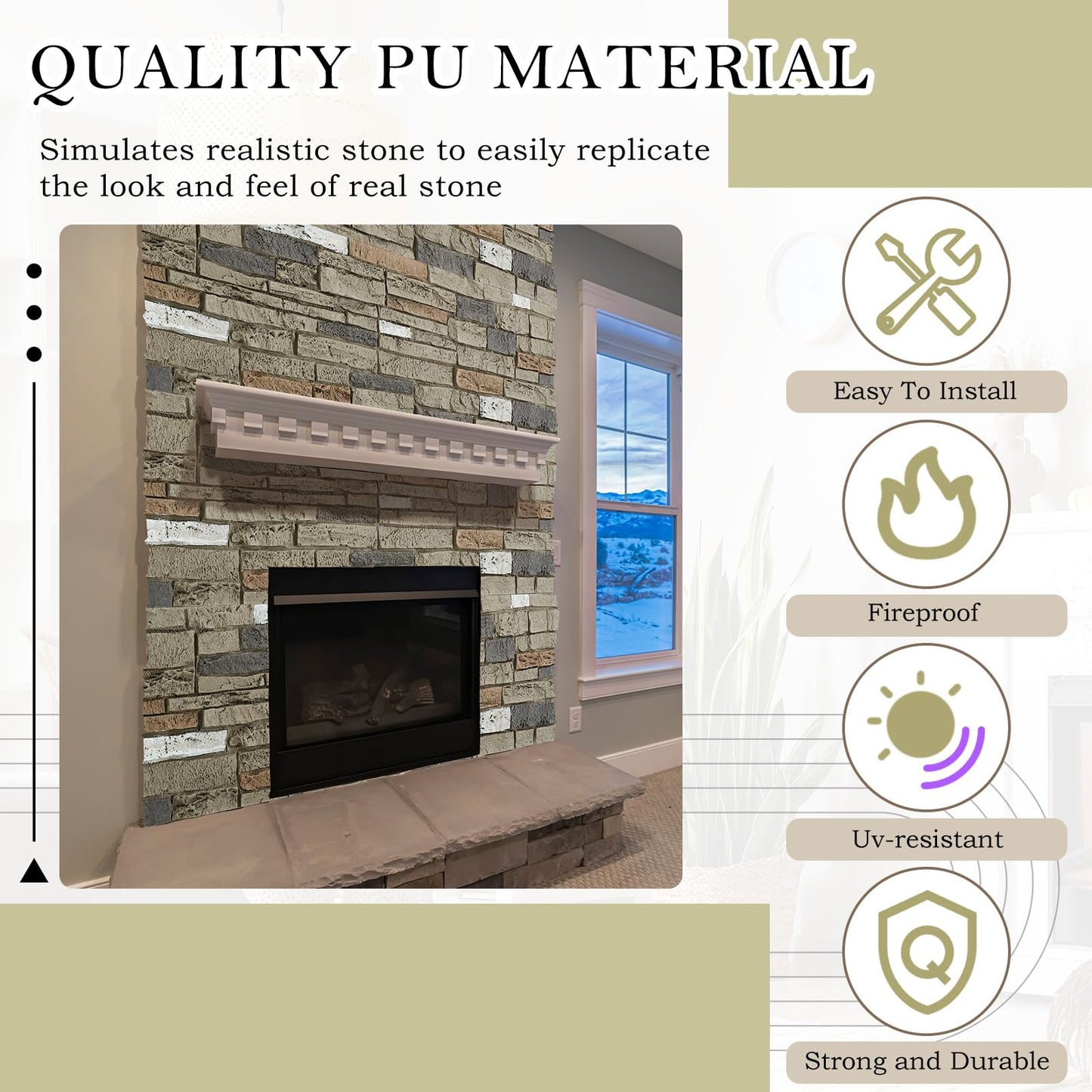 Maasechs 3 Pack Faux Stone Panels Interior 45.6''l x 11.8''h x 0.98''d Faux Siding Panels Exterior Artificial 3D Veneer for Wall Decor Outdoor Home Improvement Projects (PU,Light Gray)