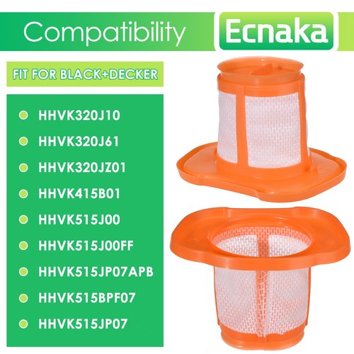 4 Pack HHVKF10 Dust-buster Filter Replacement Compatible with BLACK And DECKER Handheld Vacuum Filter Washable Fit for Models HHVK HHVK320J HHVK320J10 HHVK320JZ01 HHVK515J HHVK515JP HHVK515JP07