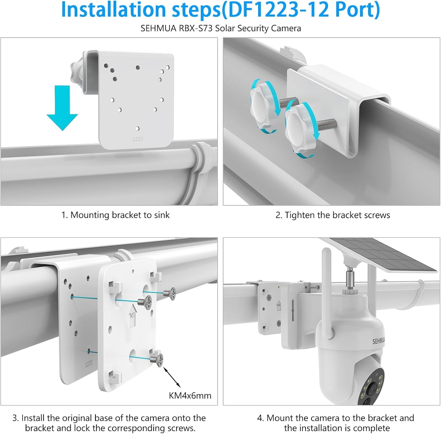 Koroao RBX-S73 2K Gutter Mount Compatible with SEHMUA Solar Security Camera, for SEHMUA Solar Security Cameras Wireless