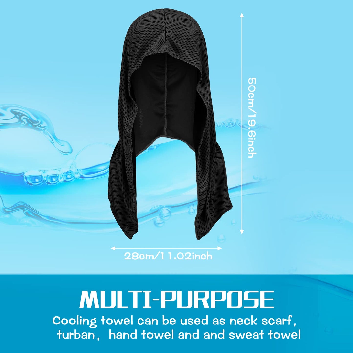 Bencailor 4 Pack Cooling Hoodie Towels Cooling Towels for Neck and Face Head Wrap UPF 50 UV Sun Protection for Sport Workout Camping(Black and Gray,Classic Style)