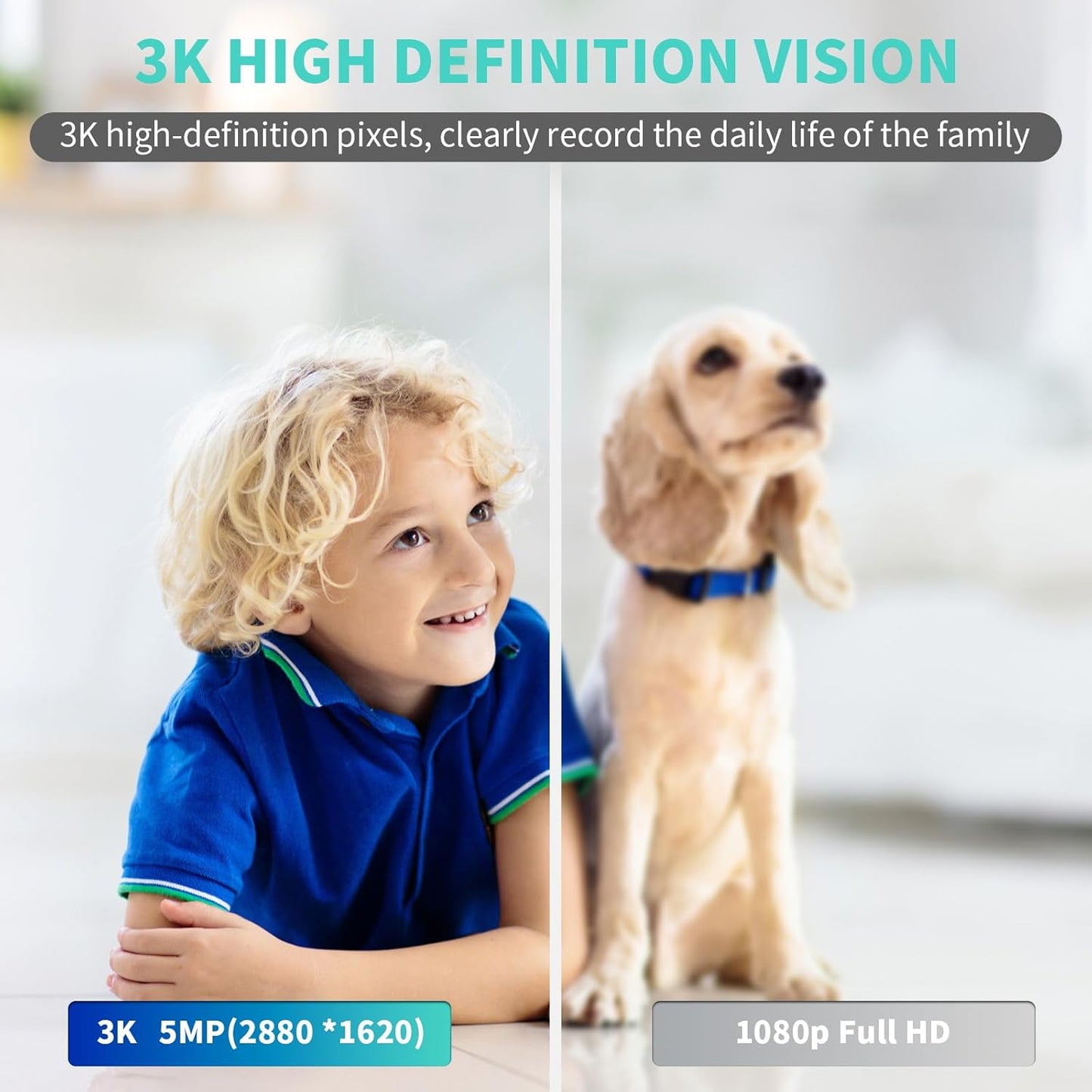 Alaga 3K 360 2-Way 2.4G 5G Indoor Camera, HD Indoor Security Camera, Pan/Tilt Pet Camera, Audio, Siren, Night Vision