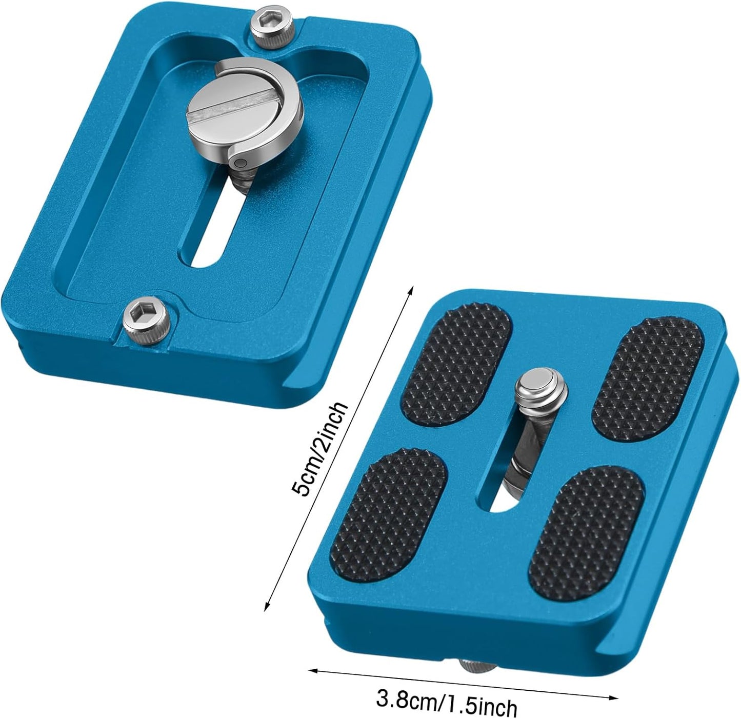 Frienda 2 1/4''-20 Head(Blue,Pu50) Pieces Metal Quick Release Plate with Camera Screw Tripod Mount Plate Fits Standard