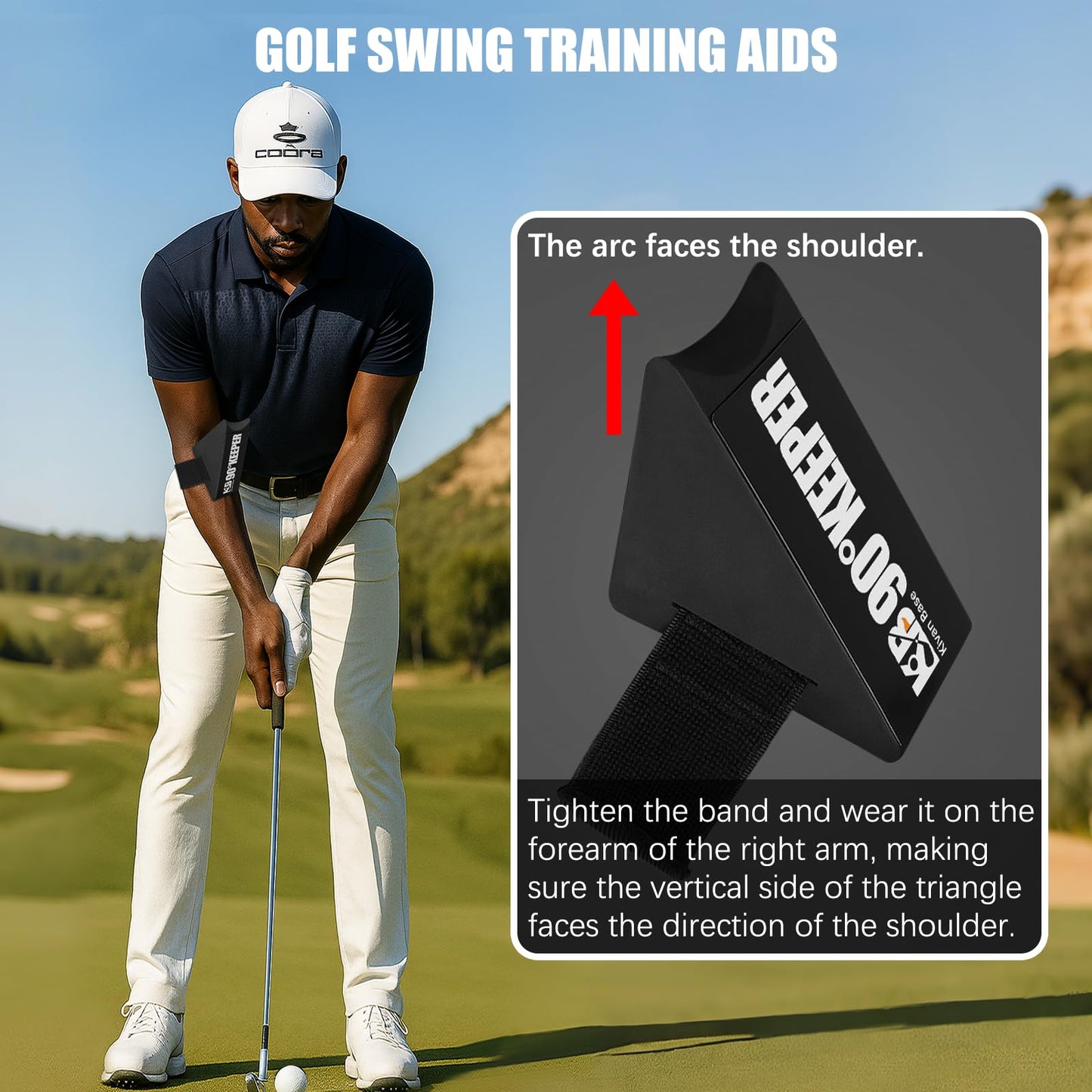 Kivan Base Golf Swing Trainer Aid, 90°Keeper Golf Posture Correction Training Aid, Professional Swing Accuracy Improvement Tool for Preventing Over Swinging