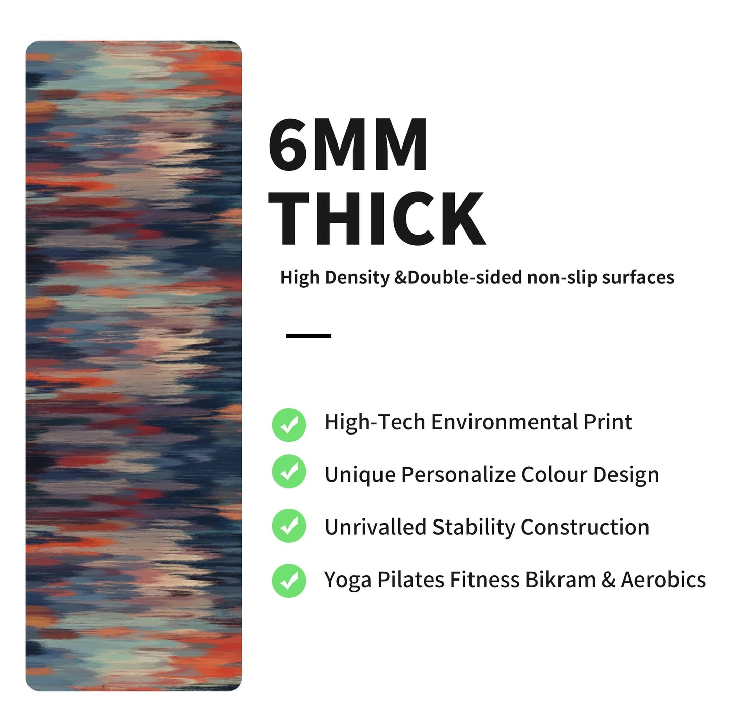 nuveti Yoga Mat Print Extra Thick TPE Non Slip Fitness Exercise Mat with Carrying Bag,72"x24" Extra Thick 6MM Exercise & Workout Mat for Yoga, Pilates Fitness and Floor Exercises