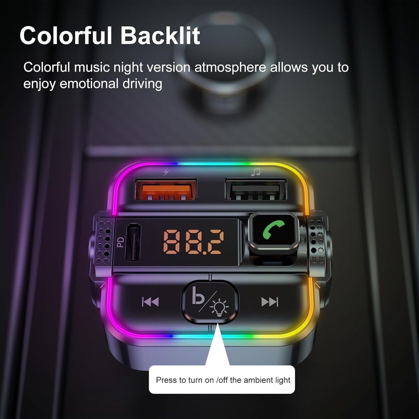 skybess PD30W QC3.0 5.3 FM Transmitter for Car Bluetooth, Upgraded USB C & USB Charger Bluetooth Radio Adapter
