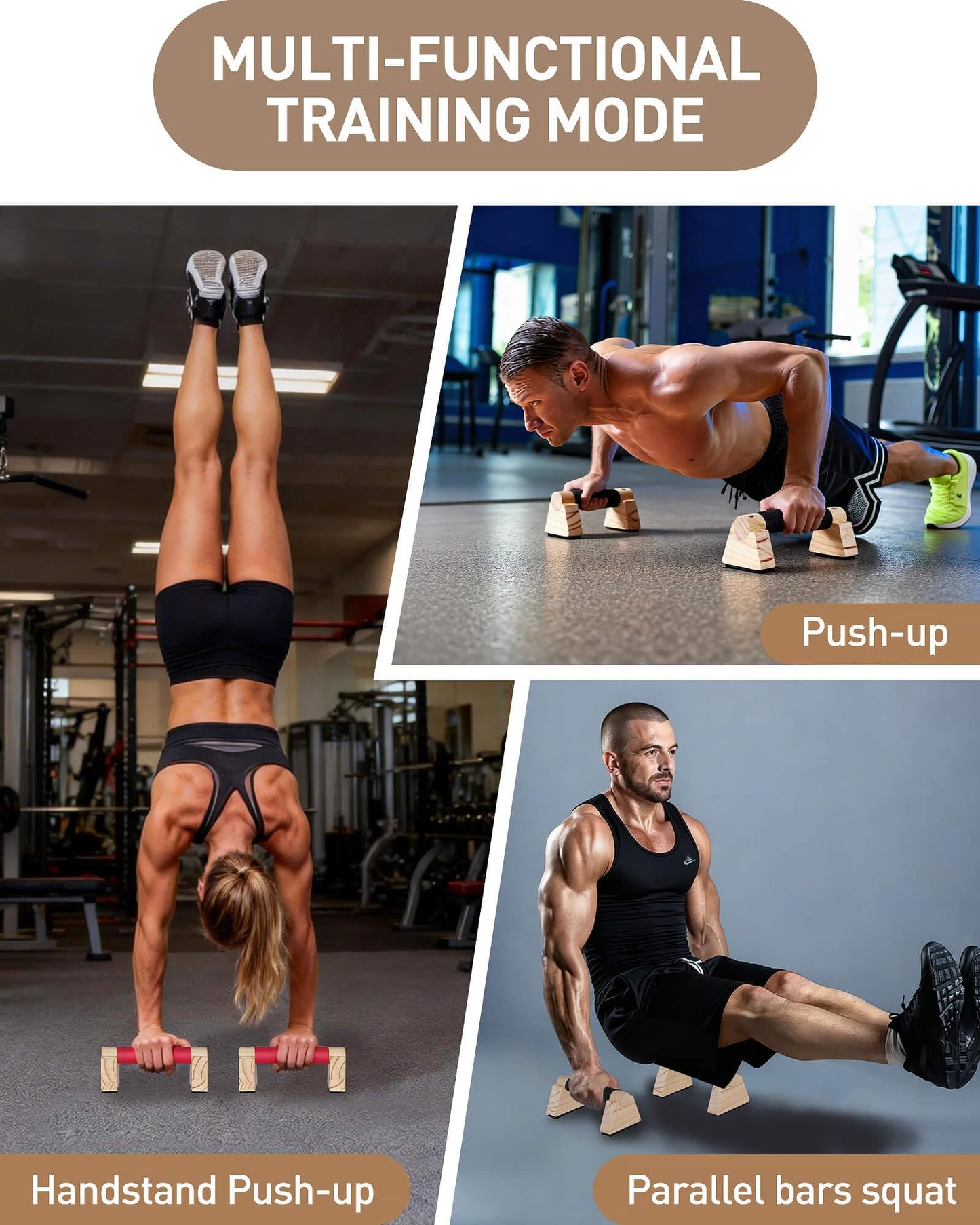 Wood Push Up Bars, Non-Slip Calisthenics Equipment for Strength Training, Solid Wood Calisthenics Bars & Parallettes Bars, Push Up Handles for Floor Exercises
