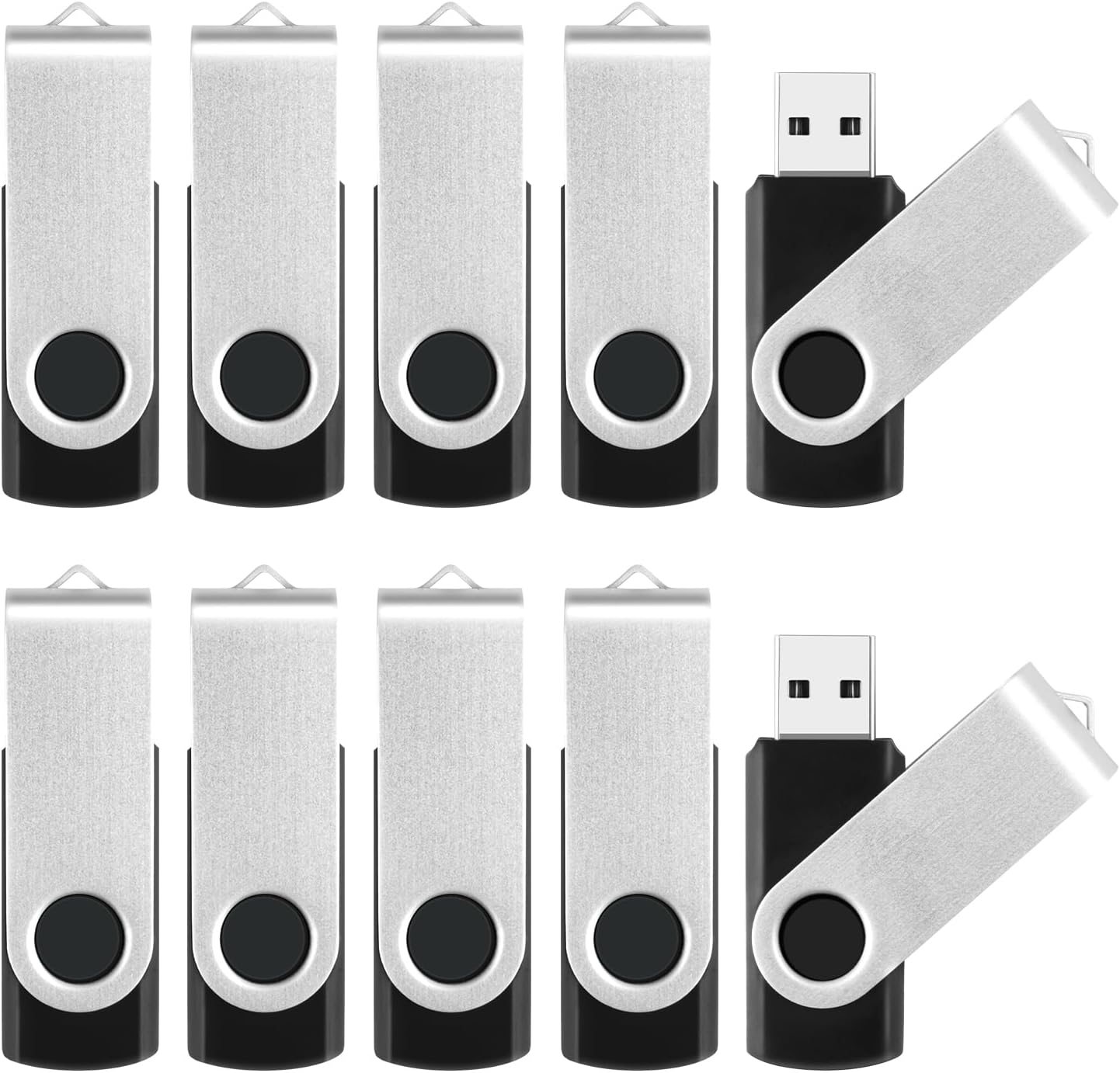 MECHEER 128MB 10 Pack, 2.0 Thumb Drives Bulk USB Flash Drive Jump Drives with Lanyards, Swivel Memory Stick Photo