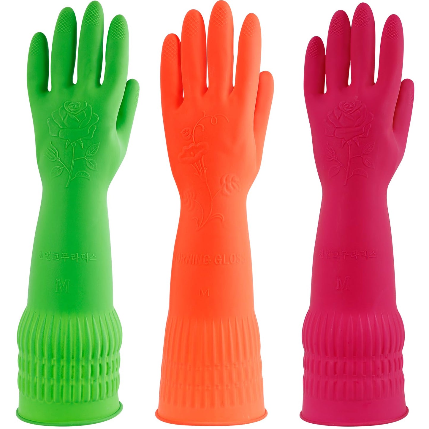 Gdotmely 3 Pairs Rubber Dishwashing Gloves,Rubber Cleaning Gloves, Reusable Kitchen Glove for Household,Waterproof