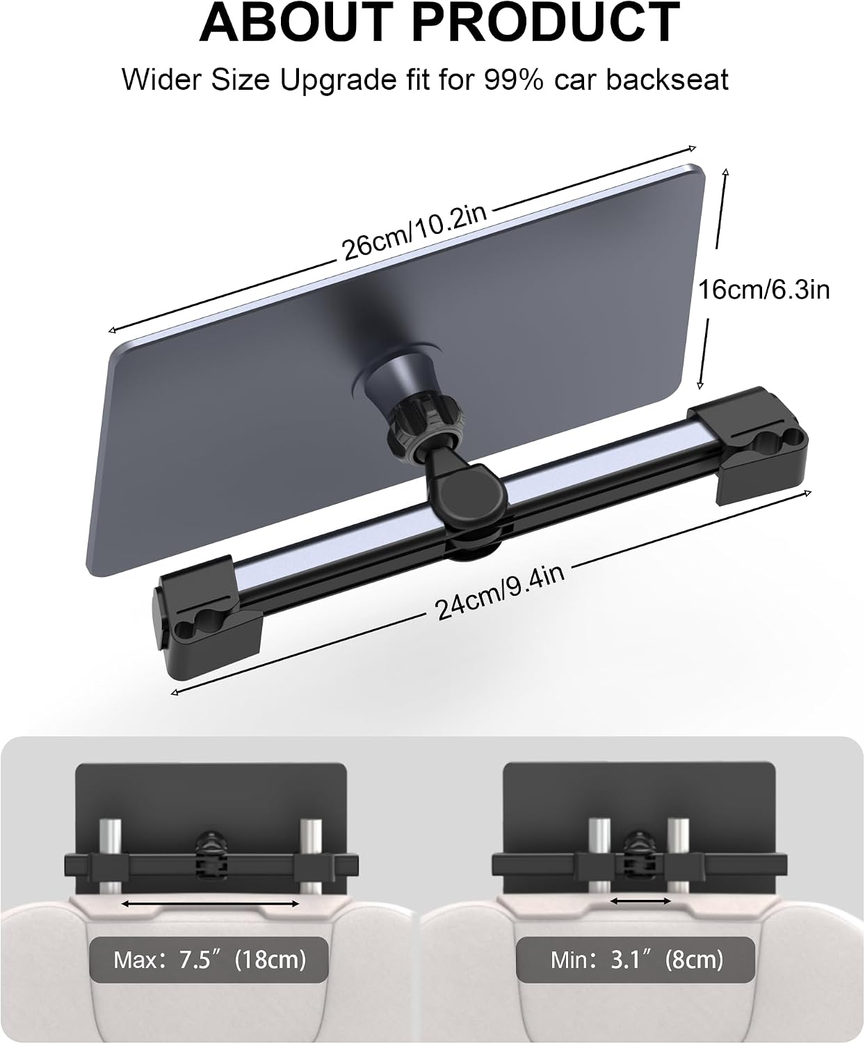 QJYKIONE 12.9 13 M2/M3, 12.9 (3rd/4th/5th/6th Magnetic Car Headrest Tablet Holder for iPad Pro & iPad Air Road Trip