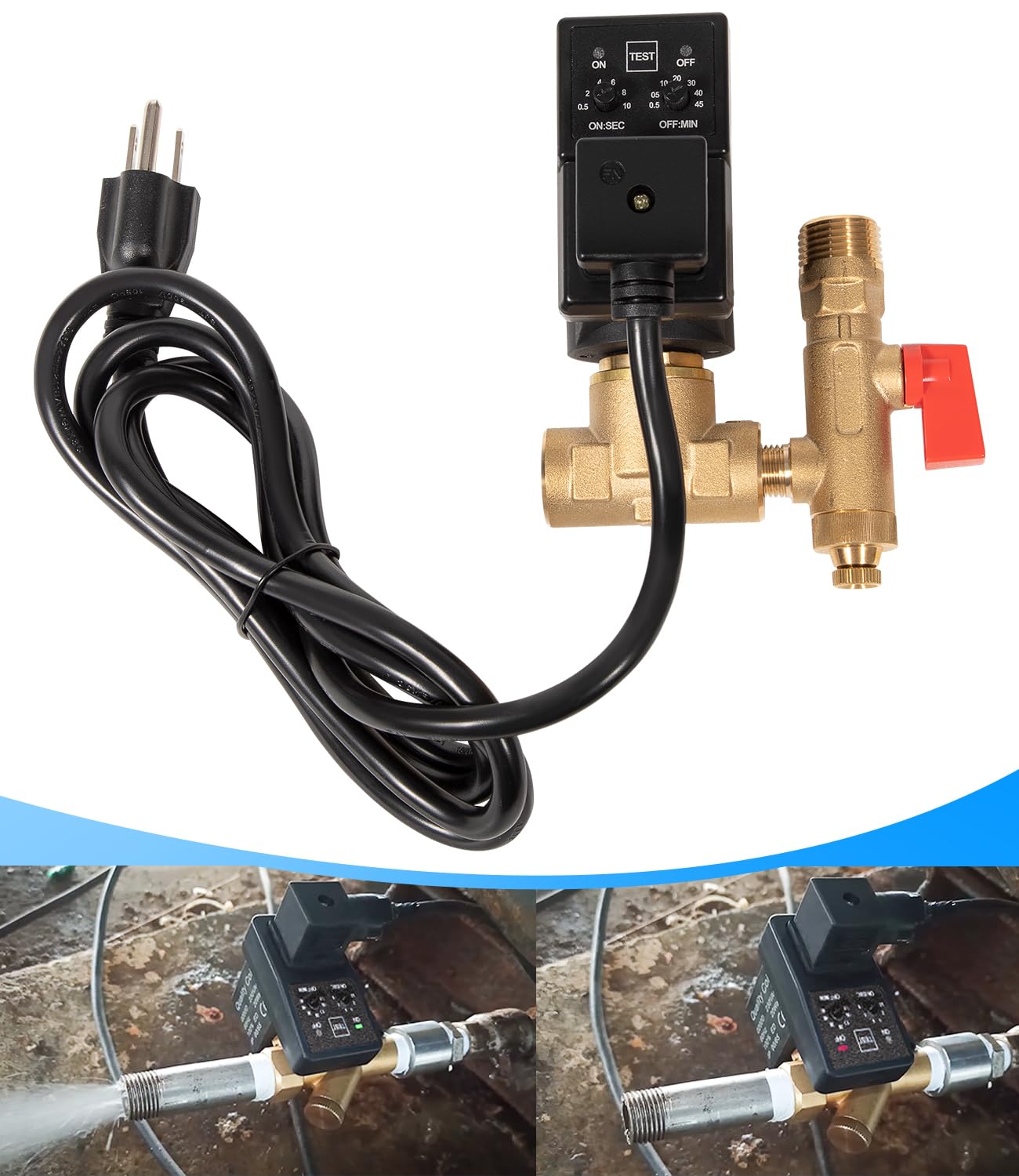 Replacement for Edv200 Automatic Electronic Drain Valve Removes Condensed Water And Oil From The Air Receiver Tank 1/4 NPT 110/120v 7/16" ORF