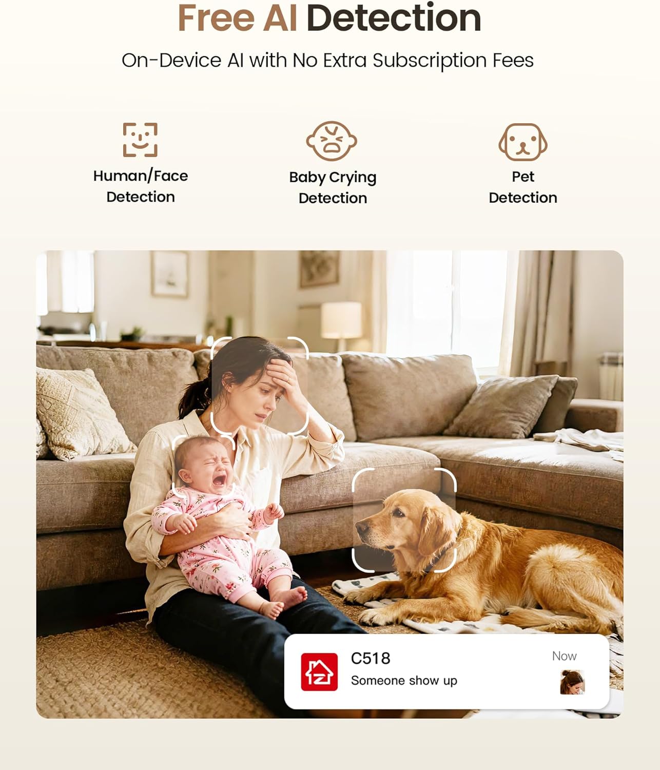 ZOSI 4K C518 360 2-Way 5GHz/2.4GHz 64G Indoor Security Camera, WiFi Pan/Tilt Pet/Dog/Baby Plug-in IP Camera, Auto