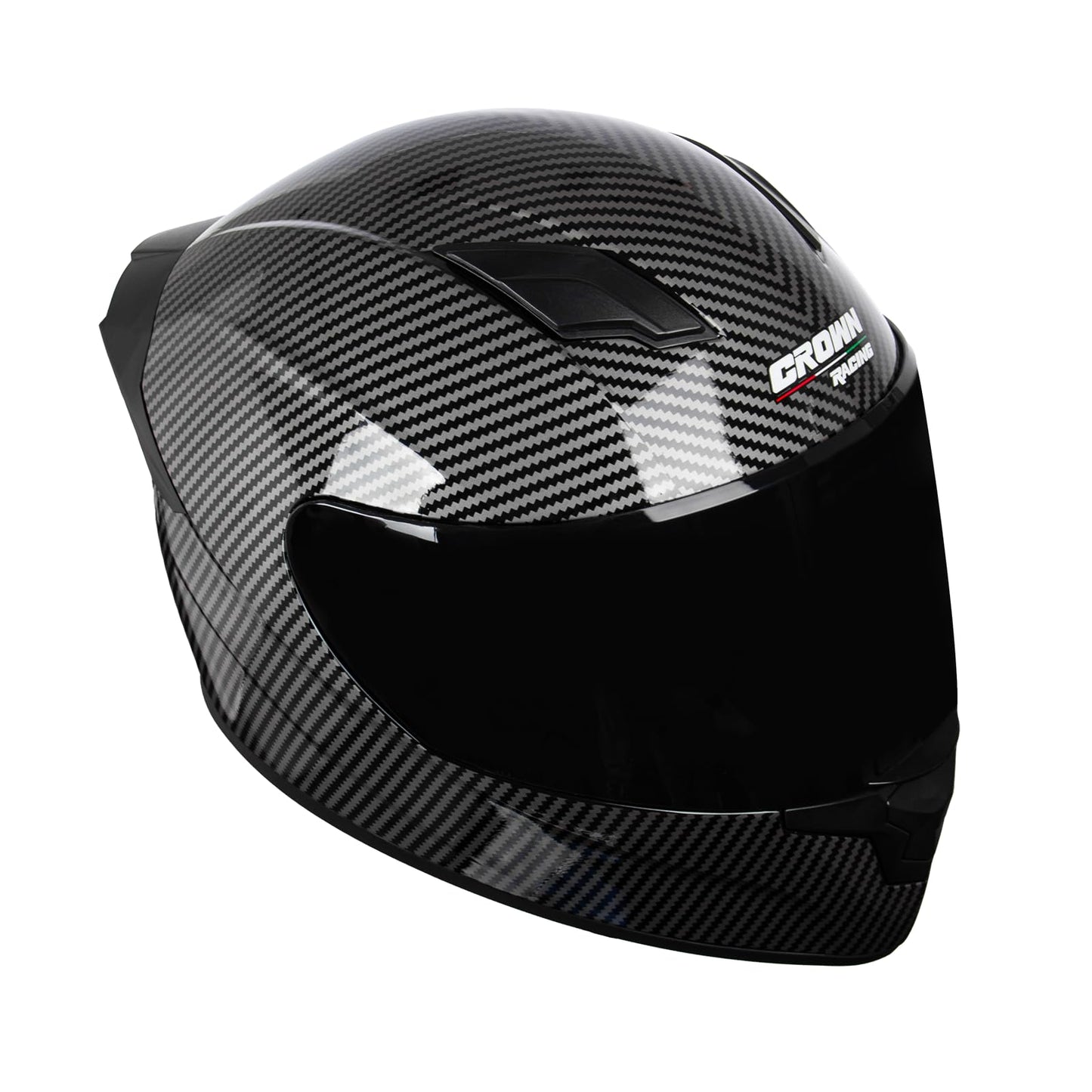 Crown Racing Motorcycle Helmets Street Bike Full Face Motorcycle Helmet Motorbike for Adults DOT Approved Carbon Fiber Pattern Helmets
