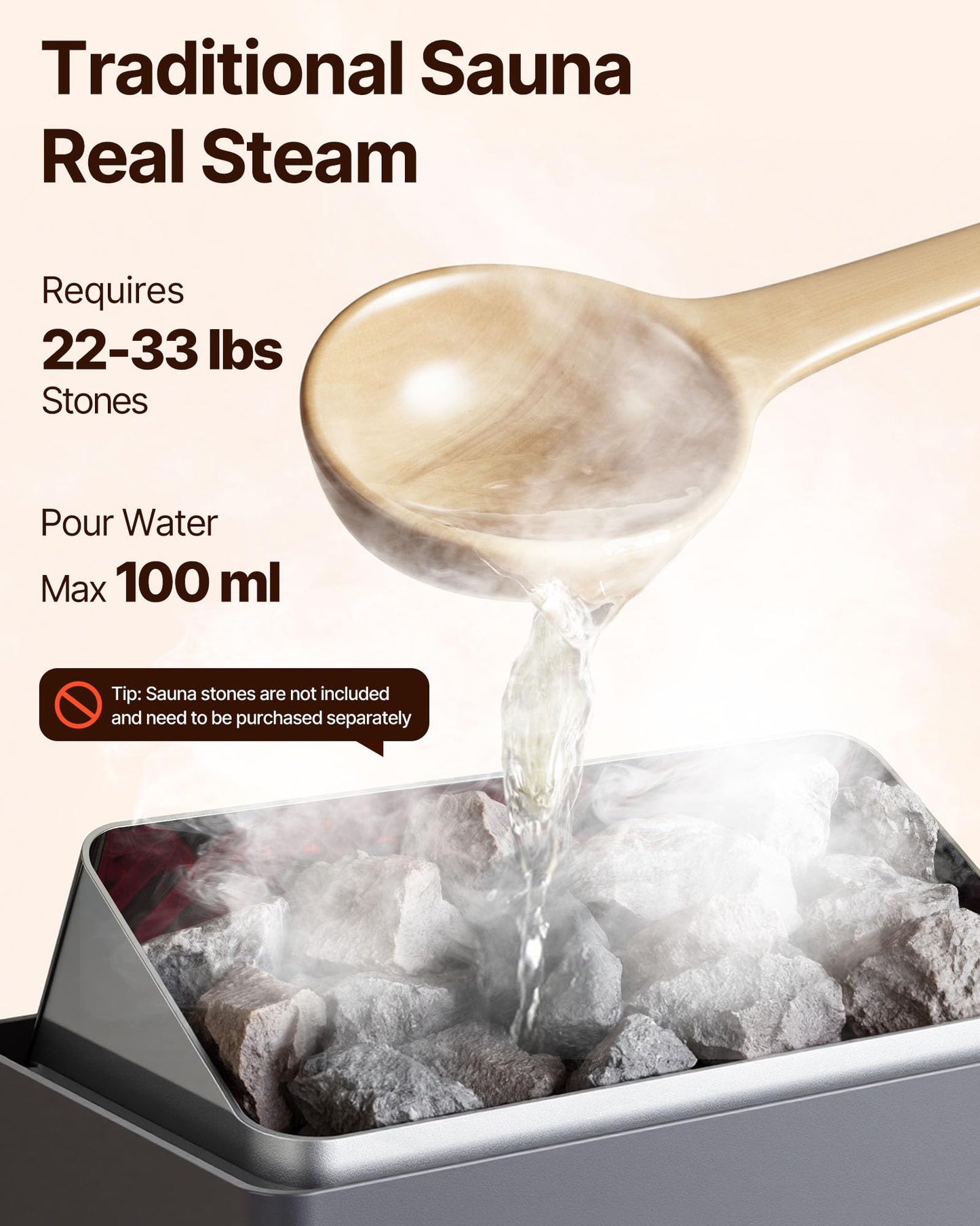 VEVOR Sauna Heater,220V Electric Sauna Stove, Steam Bath Sauna Heate 3h Timer and Adjustable Temp for Max. 176-318 Cubic Feet, Home Hotel Spa Shower Use (6KW) FCC Certification