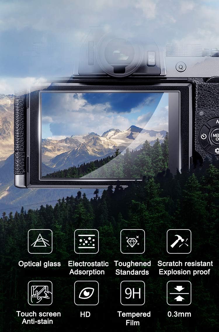 YRTIYO XT50 X-T50 X-S20 9H (3 Pack) Screen Protector Compatible for Fujifilm Mirrorless Camera, Tempered Glass