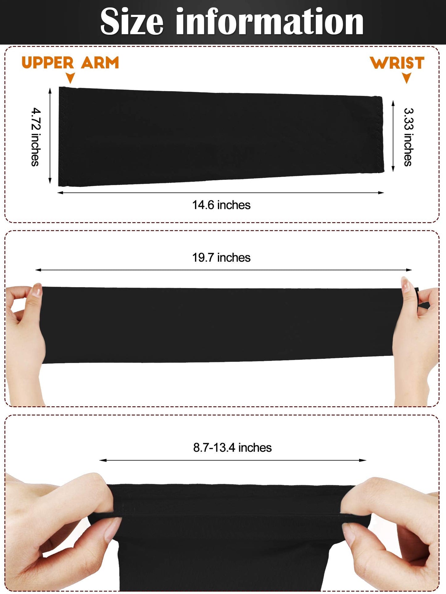 Bememo 16 Pairs UV Sun Protection Arm Sleeves for Men Women Cooling Arm Sleeves for Sports Workouts Tattoo Covers(Black)