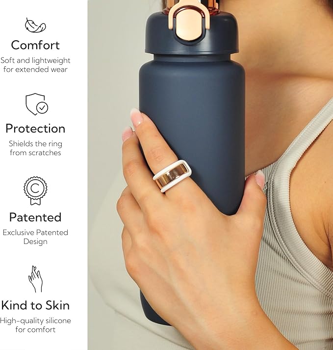 Rinfit Smart Ring Protector - Silicone Ring Enhancer for Active Lifestyle and Gym - StyleFit U.S. Design Patent - White, Size 6