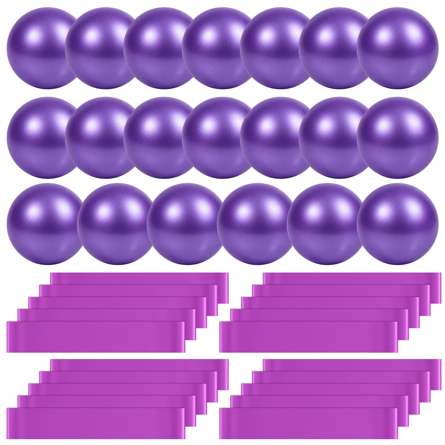 Teyva Daily 40 Pcs 9 Inch Bulk Pilates Balls Resistance Bands Set 20 Mini Bulk Exercise Balls Yoga 20 Resistance Loop Exercise Bands for Stability Fitness Physical Strength Office Training Gym(Purple)