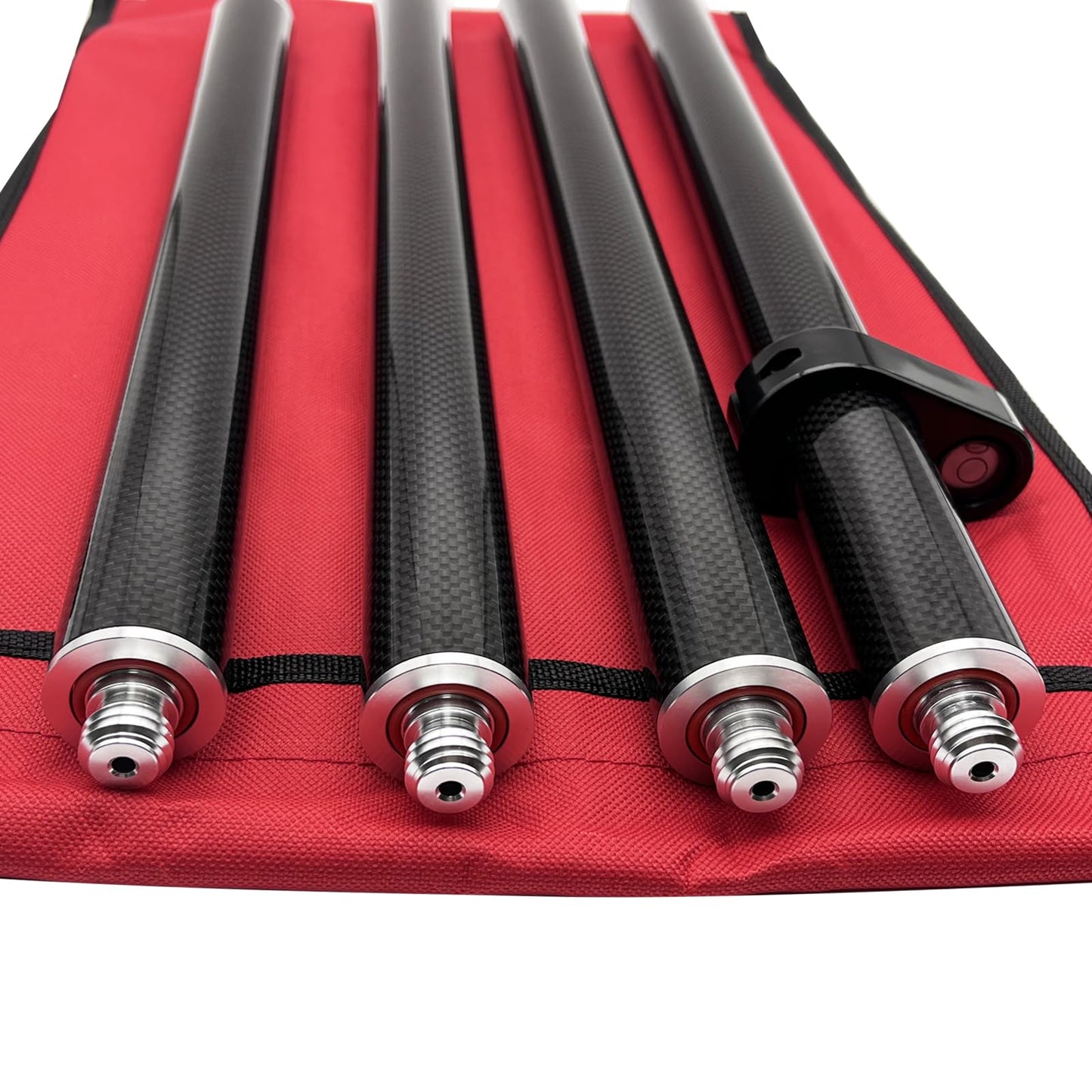 Carbon Fiber Survey Pole 1.8M, 4-Section Prism Pole for GPS GNSS RTK Total Station, with Bubble Level and Soft Carry Bag, 5/8-11 Threaded Surveying Rod