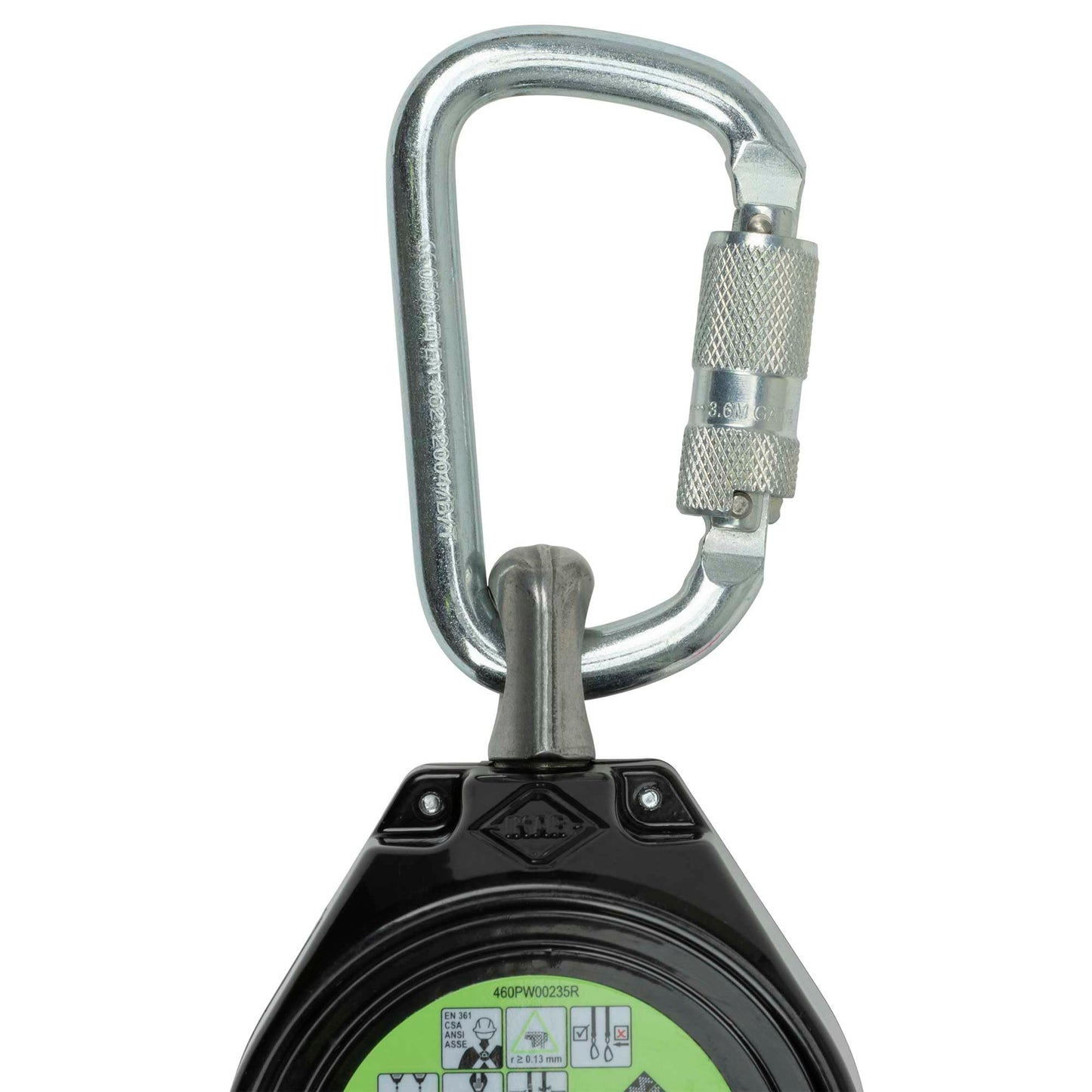 Peakworks Fall Protection Leading Edge Self Retracting Device (SRD) - 10 ft Single Leg Web with Form Hook - Certified ANSI Z359.14-2021 Class 2 LE SRD (Available in Multiple Lengths & Styles)