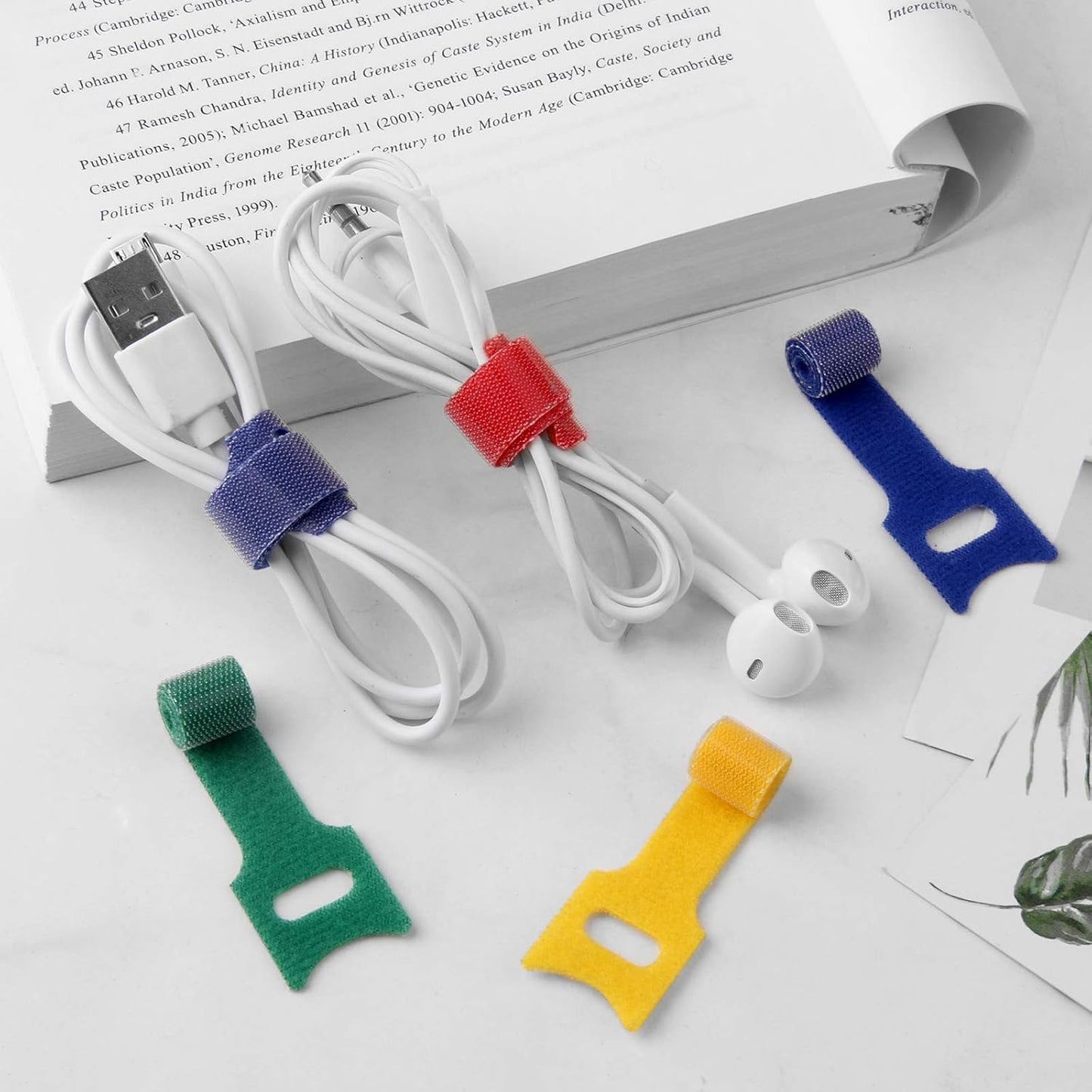 JIAKAI 6 Inch Length Reusable Hook and Loop Cable Ties Strong &Microfiber fastening cloth, Adjustable Fastener Cable