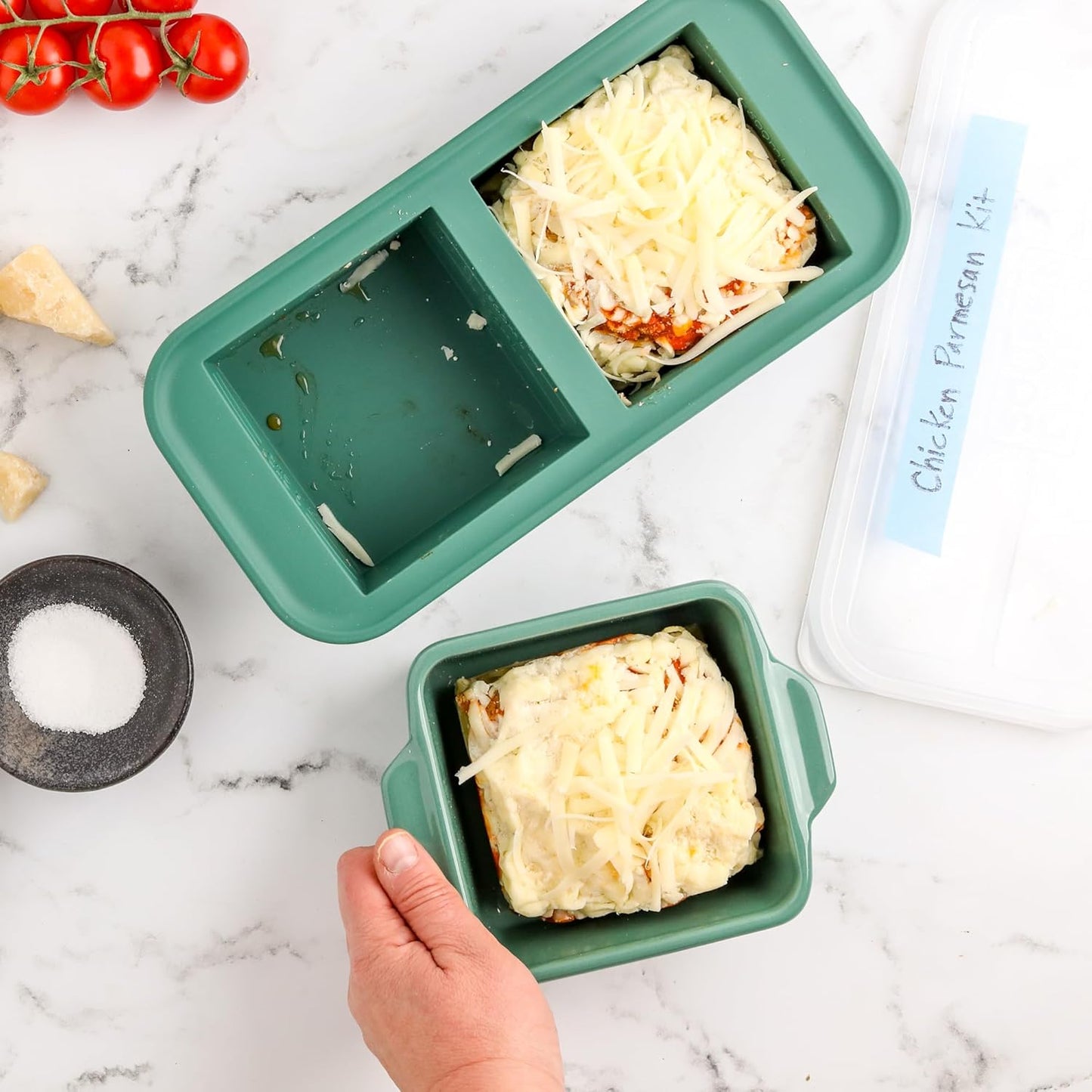 Souper Cubes Stoneware Baking Dishes - Premium 5" x 5" Mini Ceramic Set with Silicone Covers - Made in USA