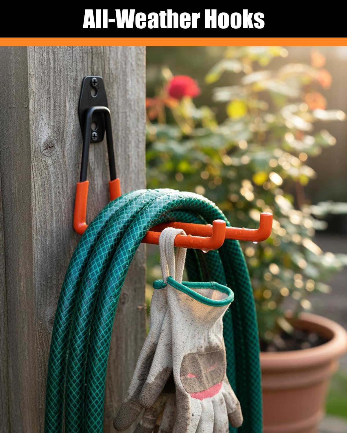 WMK Heavy Duty Garage Hooks - 7.3'' Wall Mount Utility Hooks for Tools & Bikes | 6 Pack (Orange)