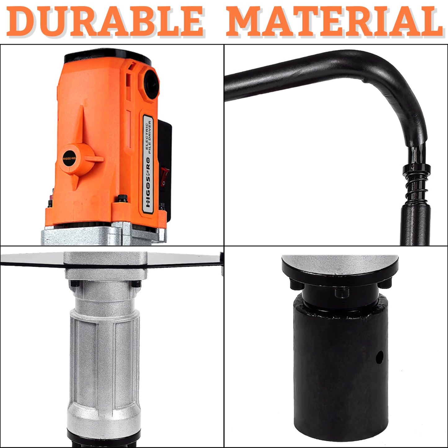 HIGOSPRO 2200W Electric T Post Driver – 110V Handheld Pile Driver Hammer for Fence Post, Farm, Construction Site with 55mm, 70mm pile sleeve, Ideal for Metal Fencing, Landscaping, and DIY Projects