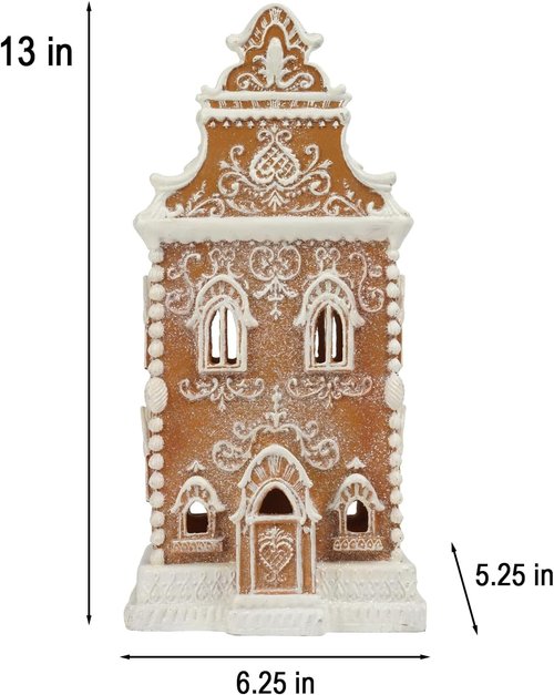 Braxio Gingerbread House Decoration - LED Light Winter Holiday Home Decor Gift, 6.5 x 5.5 x 13.5 Inch