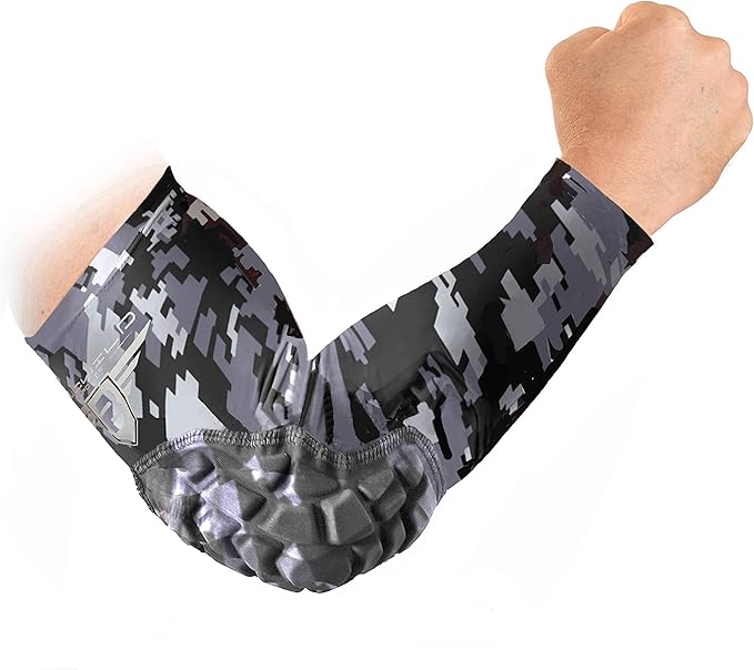 Bucwild Sports B Padded Elbow Arm Sleeves for Basketball Football Volleyball Youth & Adult Size Pads (1 Pair)