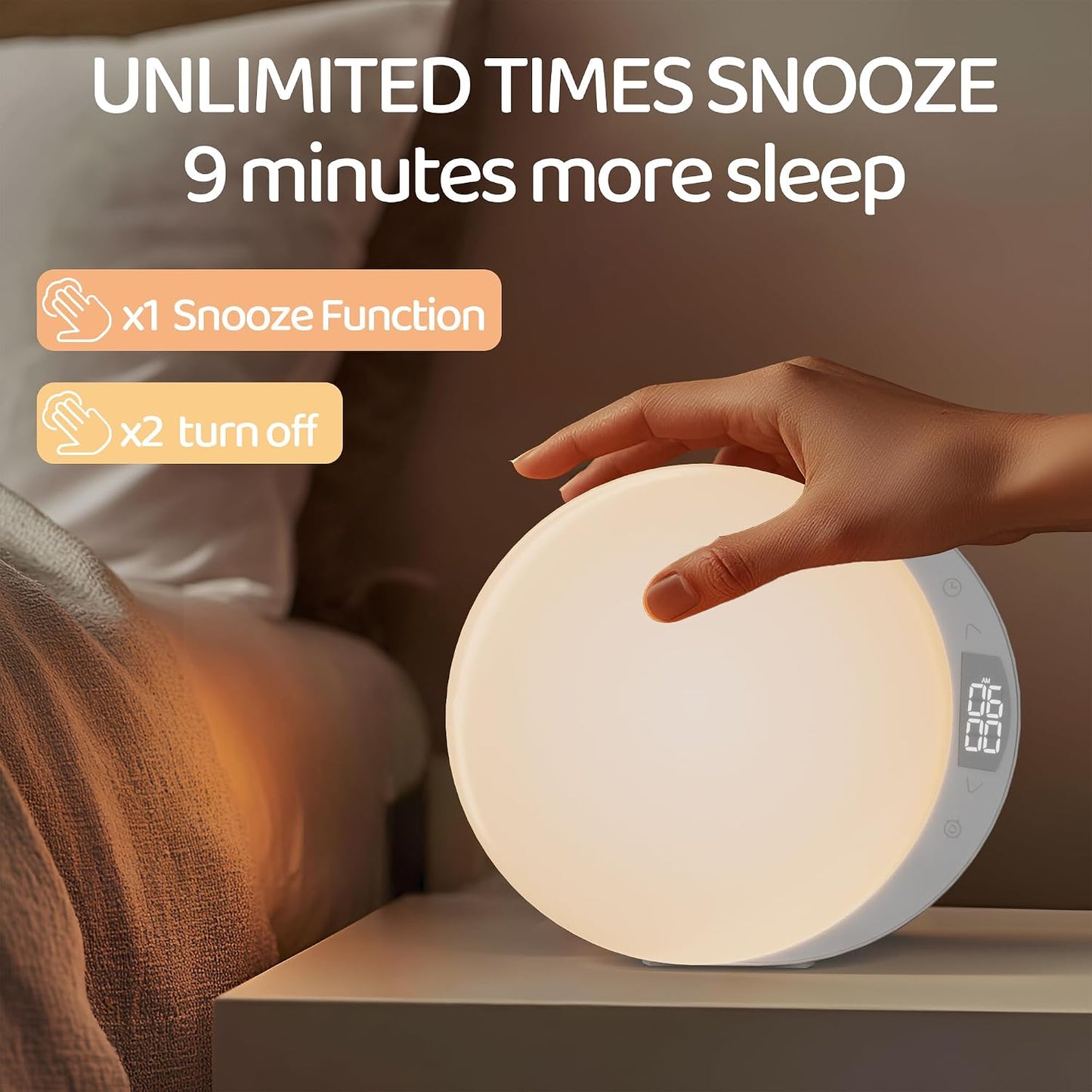 ANTDALIS Dimmable 20 Snooze, Sunrise Alarm Clock for Heavy Sleepers Adults, Wake Up Light Night Light for Kids Teens