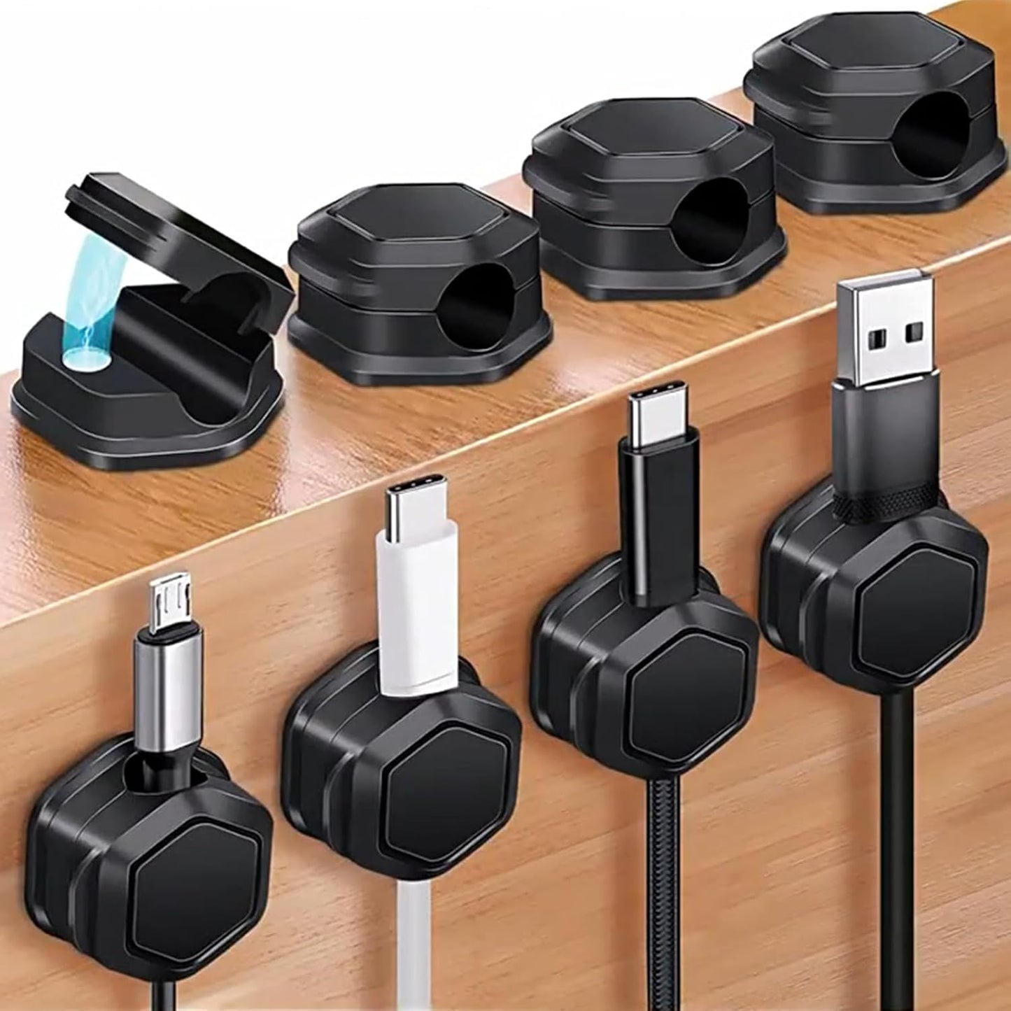 Arecobticy Cord Clip Desktop Cable Organizers for Desk Nightstands and Various Electronic Devices Desk Cord Holder