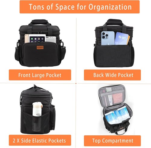 GLENKEY Expandable Insulated Lunch Box - Durable Leakproof Cooler Bag for Men & Women | 20 Can Capacity, Black